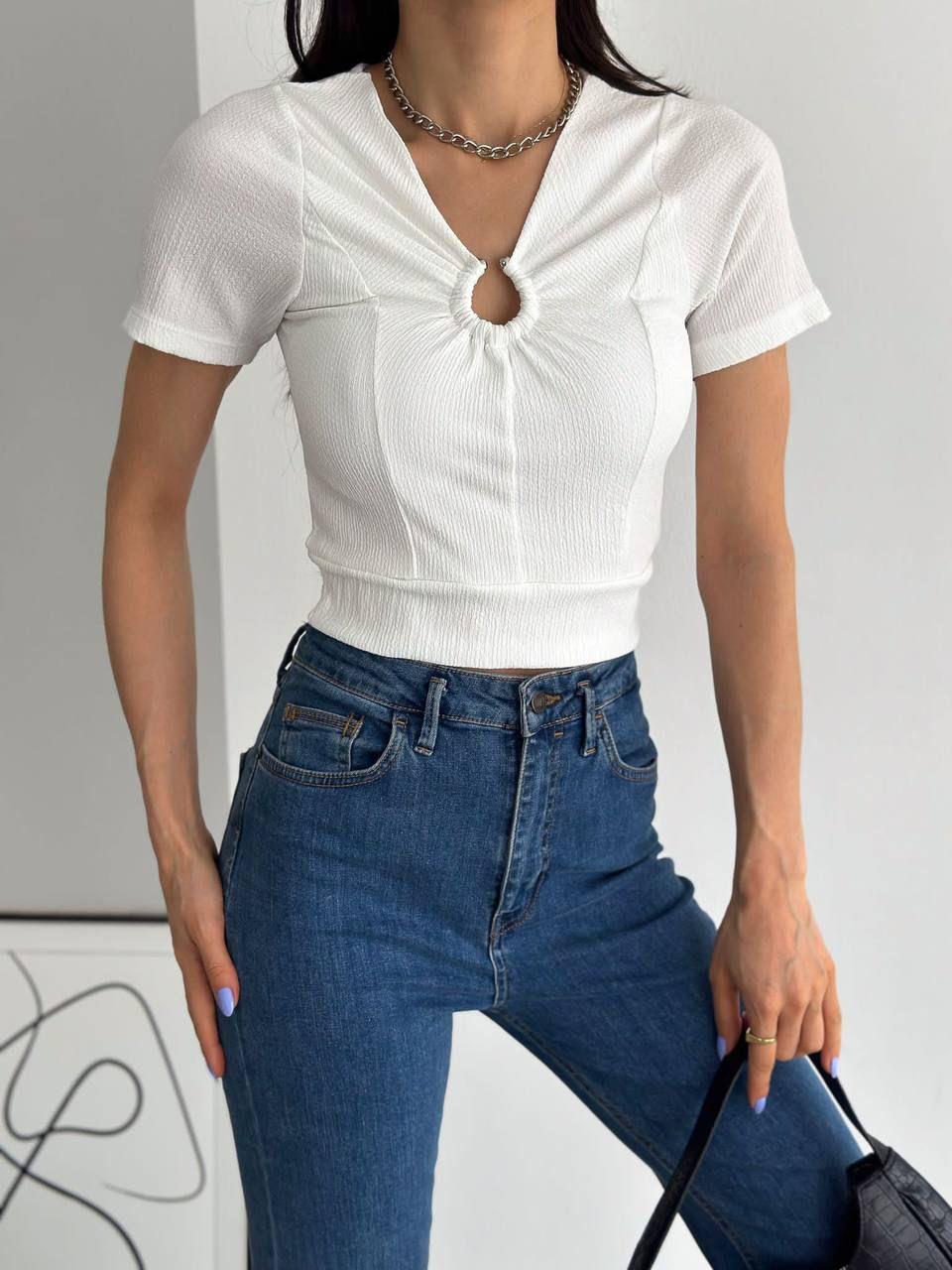 Bürümcük Kumaş Halka Detay Gloplu Crop