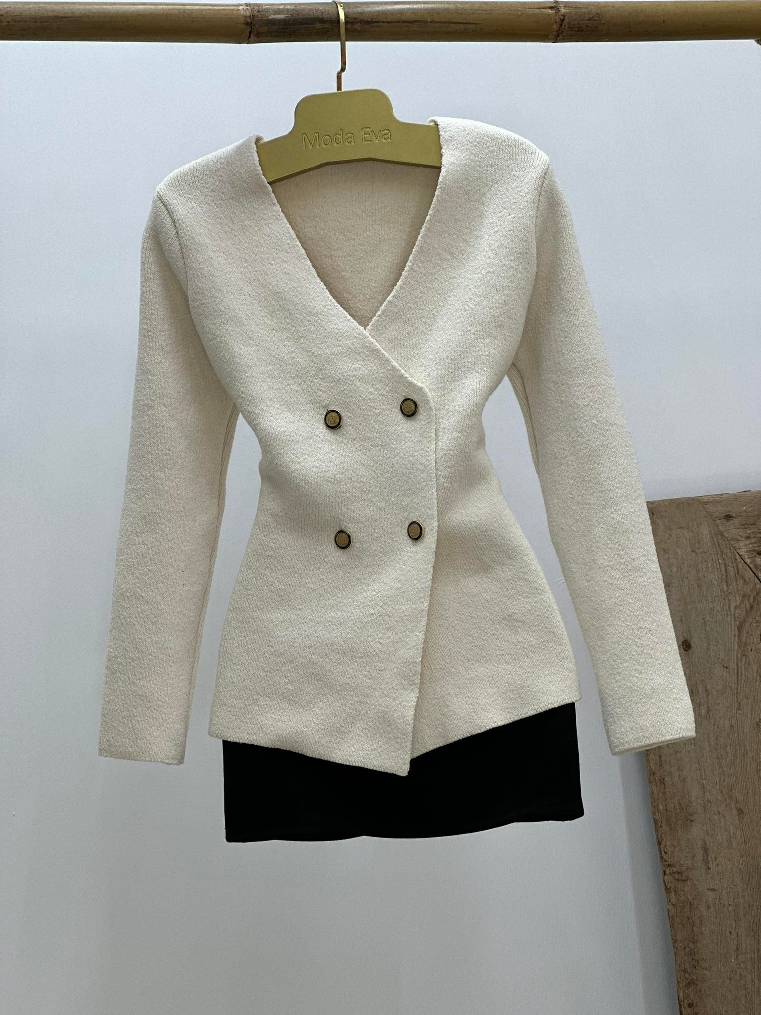 Ceket Form Bel Oturmalı Triko Hırka