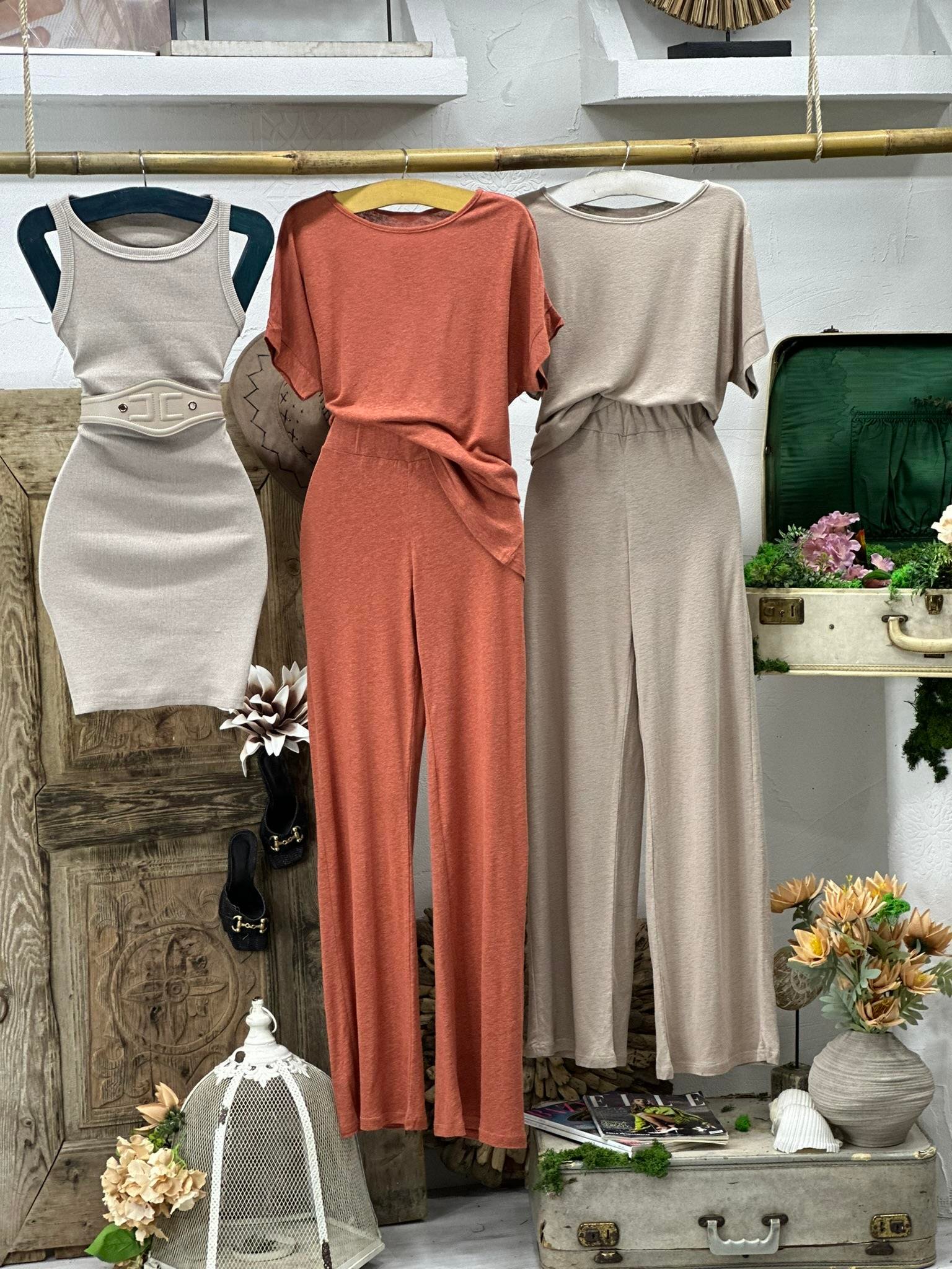 Çilek Kumaş Rahat Kalıp Salaş Pantolon Bluz Takım