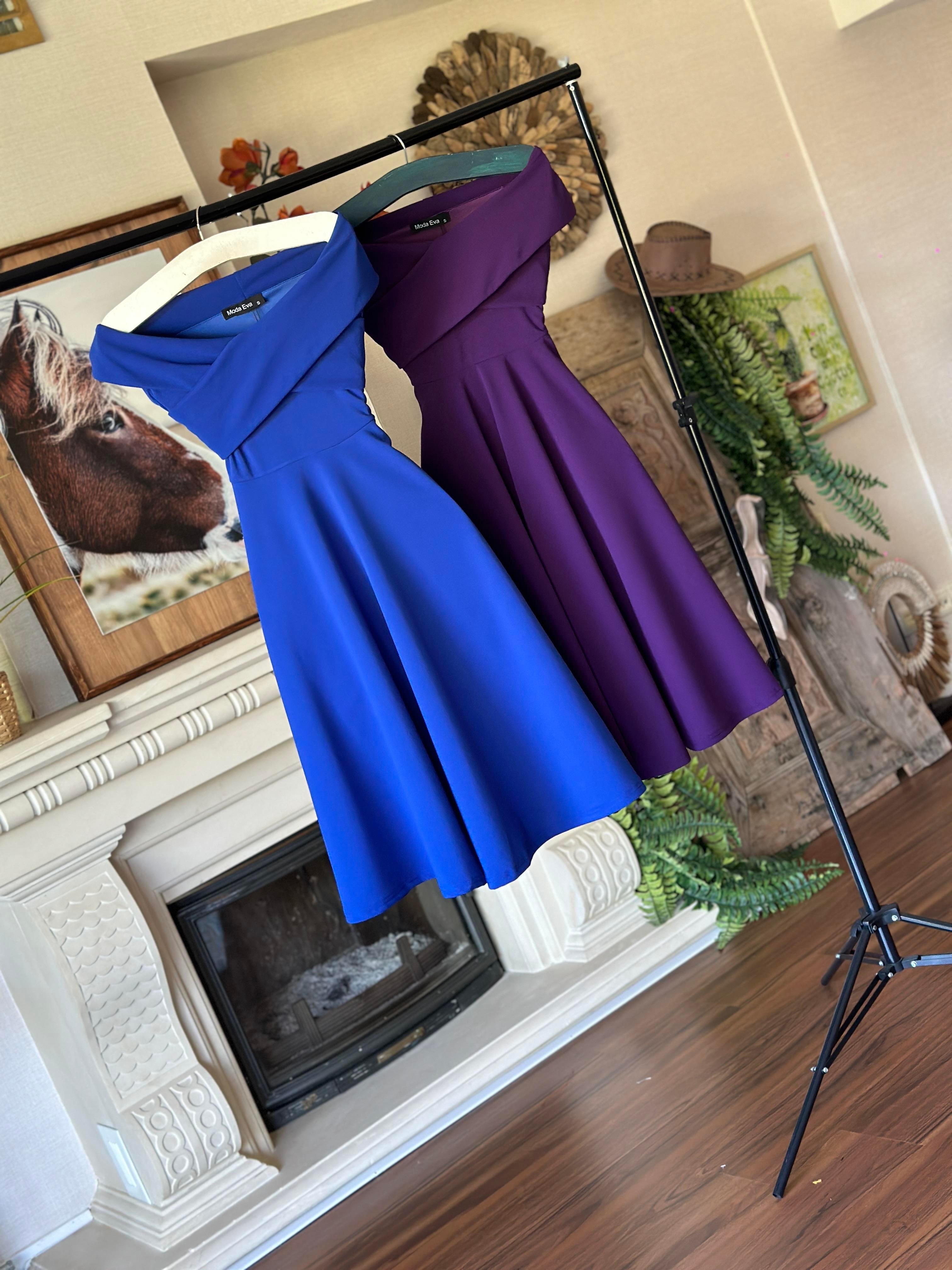 Crep Dokuma Kumaş Çapraz Yaka Midi Boy Elbise