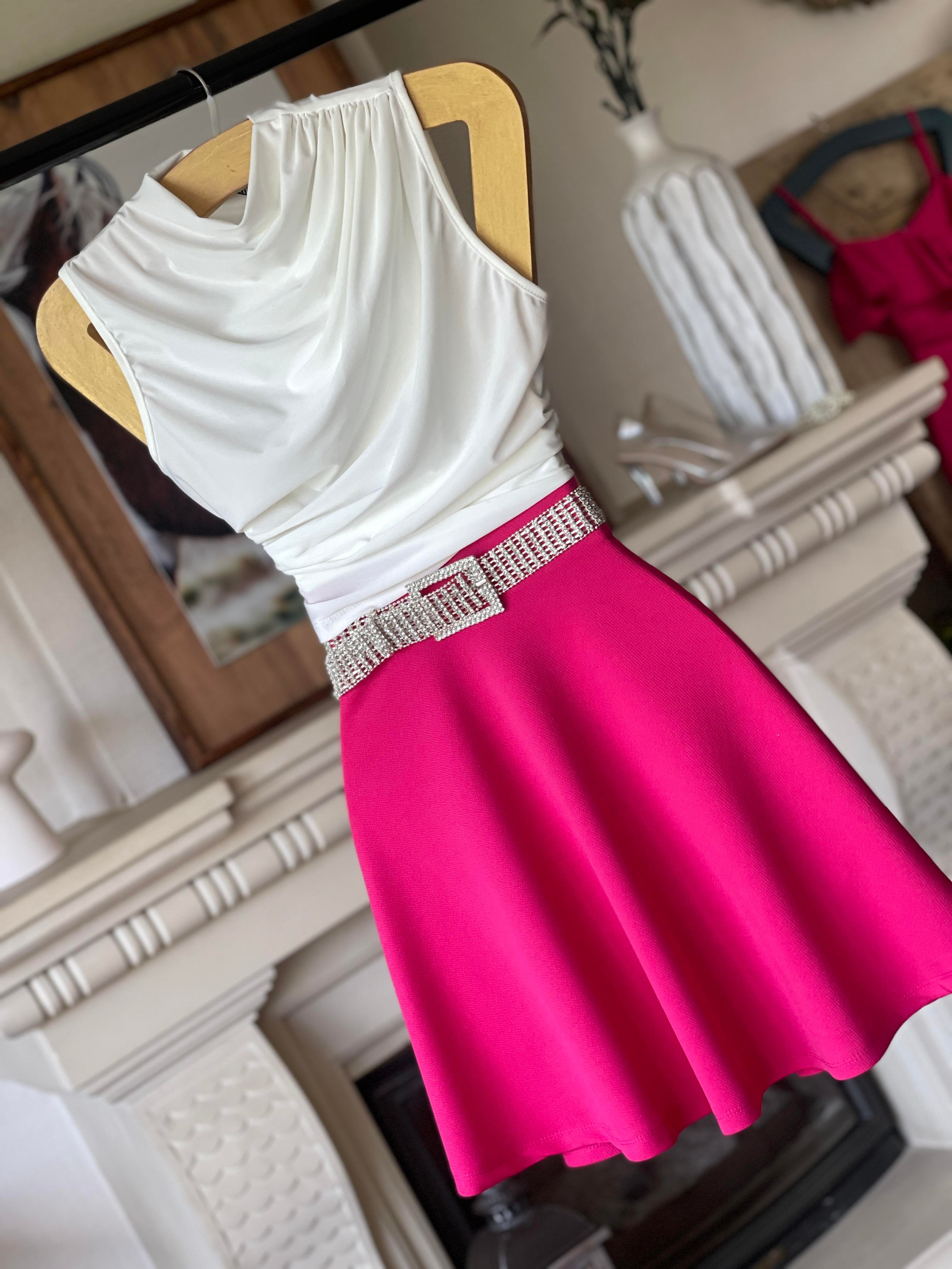 Crep Dokuma Kumaş Kloş Renkli Etek