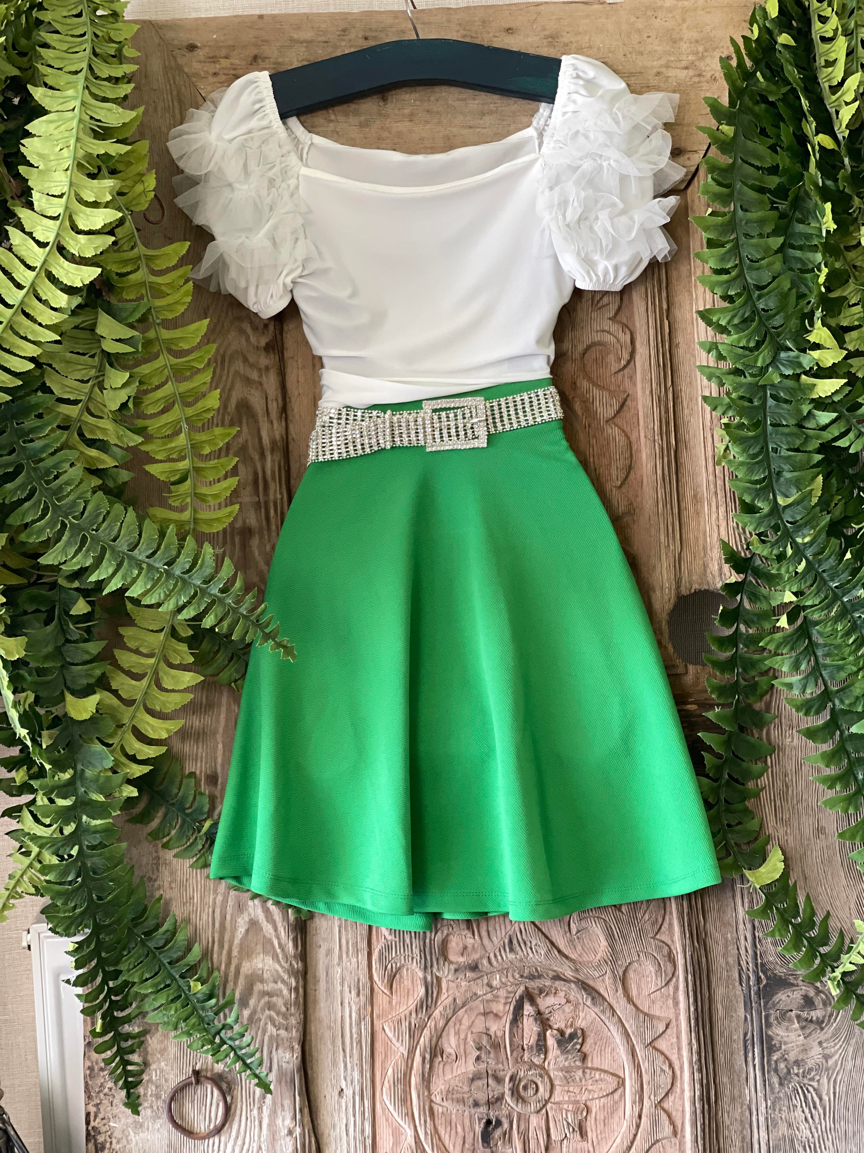 Crep Dokuma Kumaş Kloş Renkli Etek