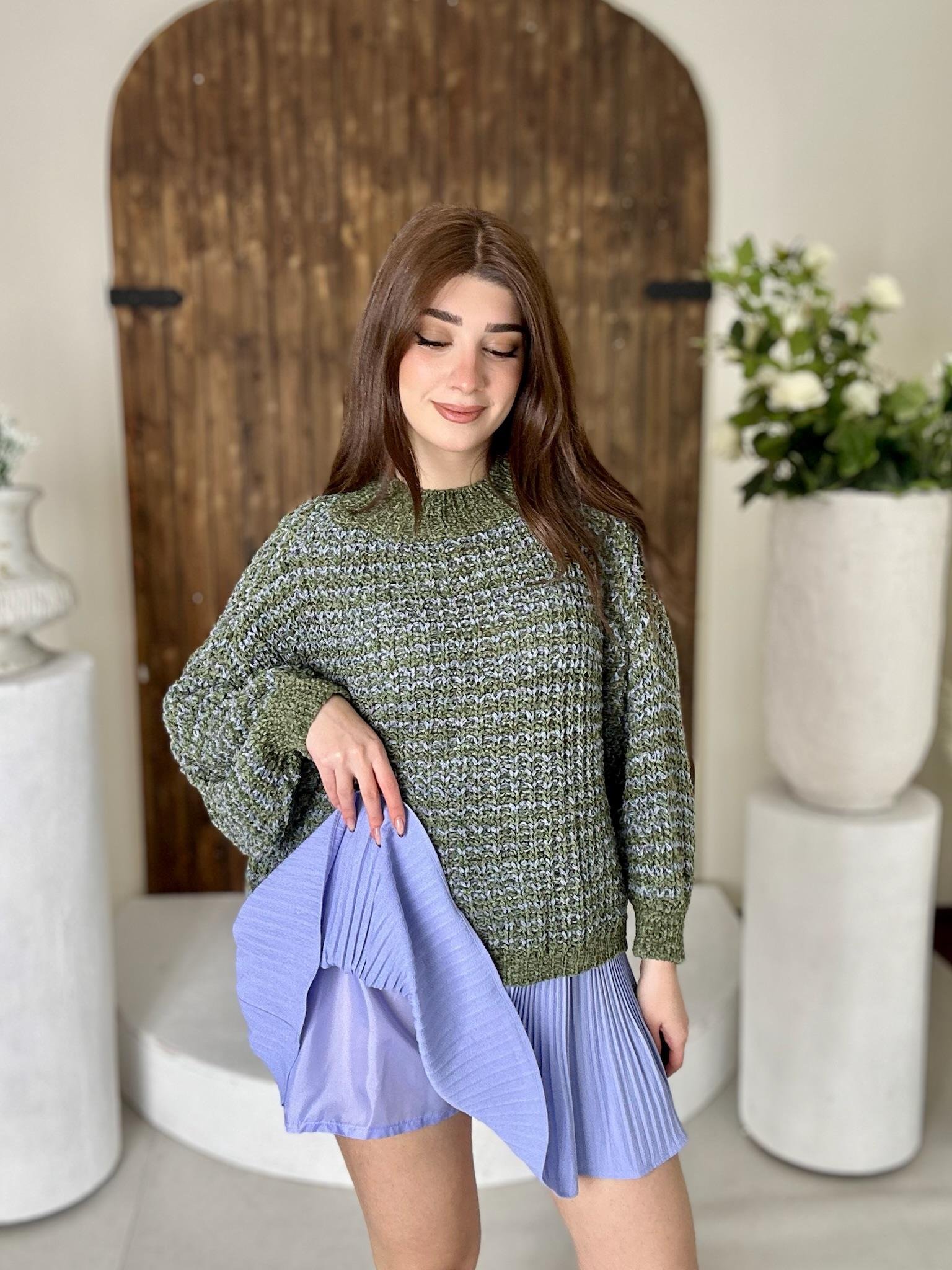 Crep Kumaş Pliseli Şort Etek Bebe Mavi