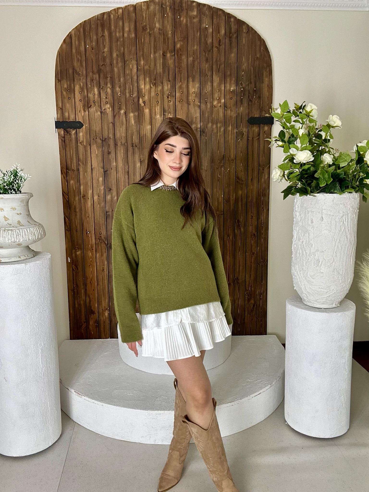 Crep Kumaş Pliseli Şort Etek Beyaz