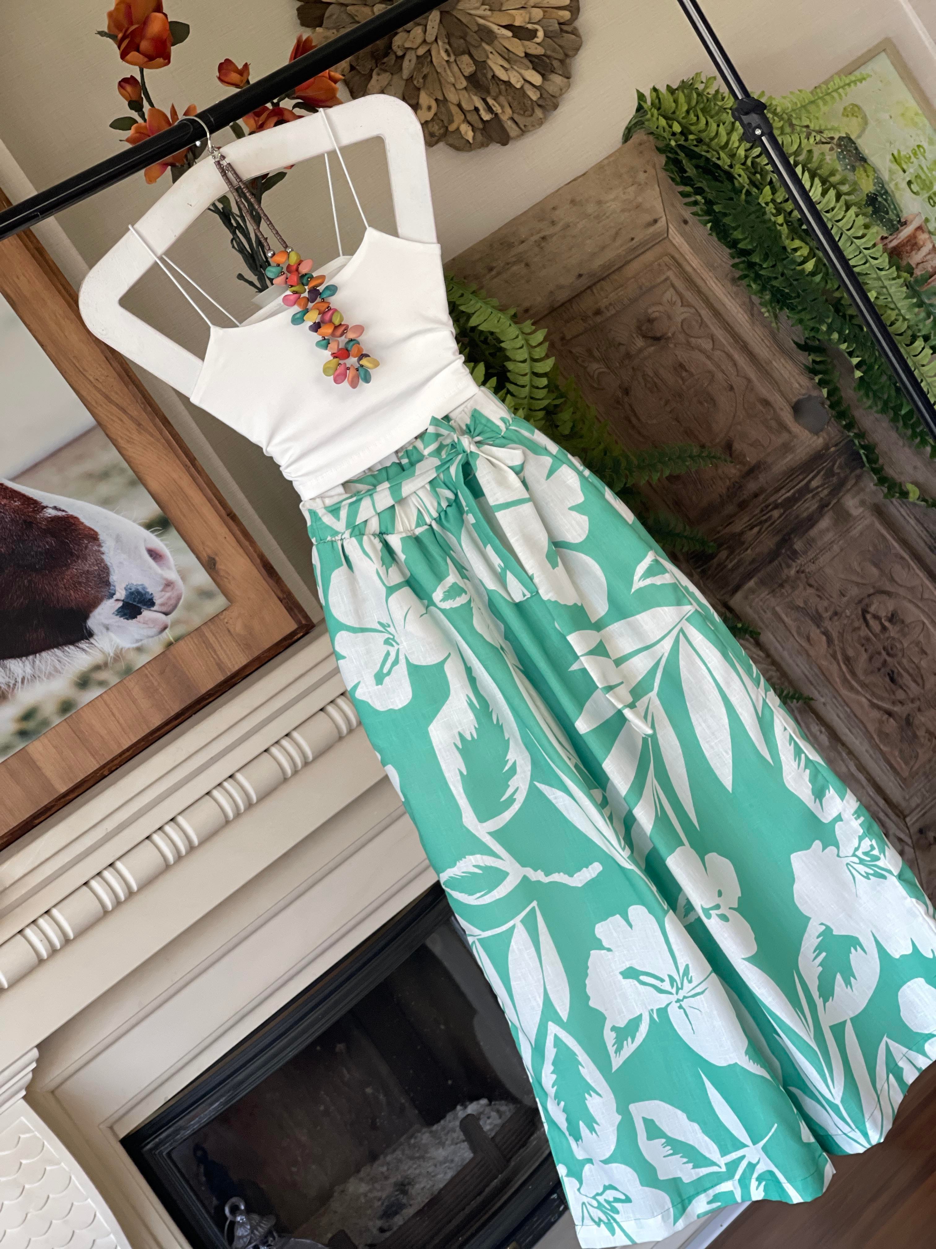 Desenli Salaş Keten Palazzo Pantolon