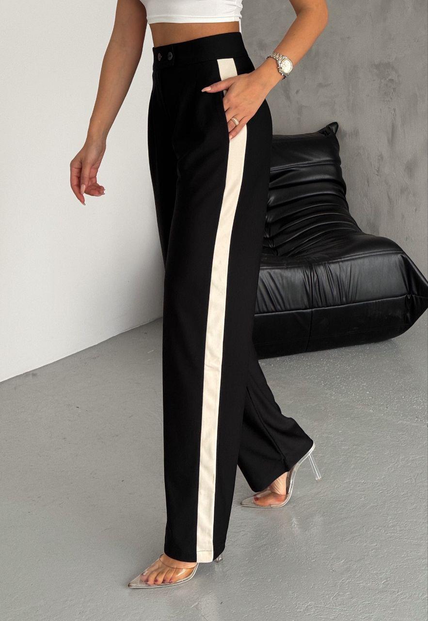 Dubble Kumaş Şeritli Palozzo Pantolon