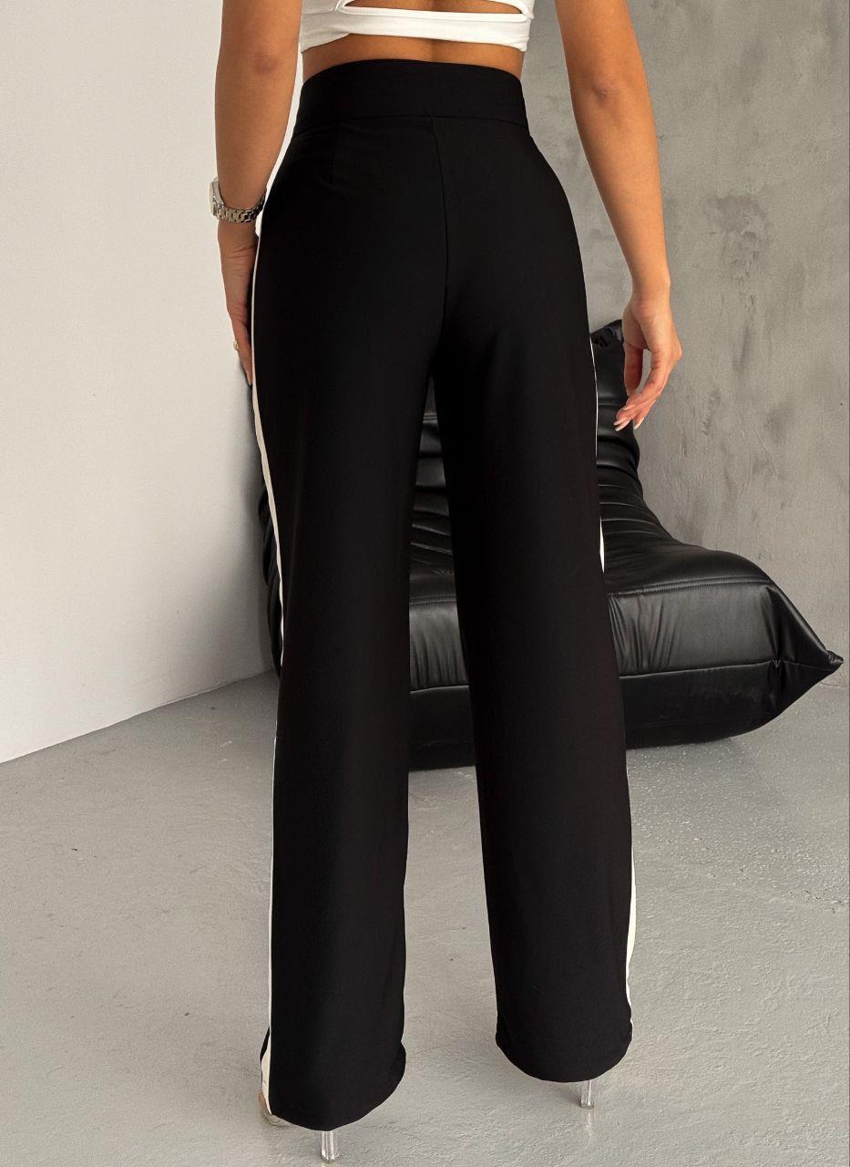 Dubble Kumaş Şeritli Palozzo Pantolon