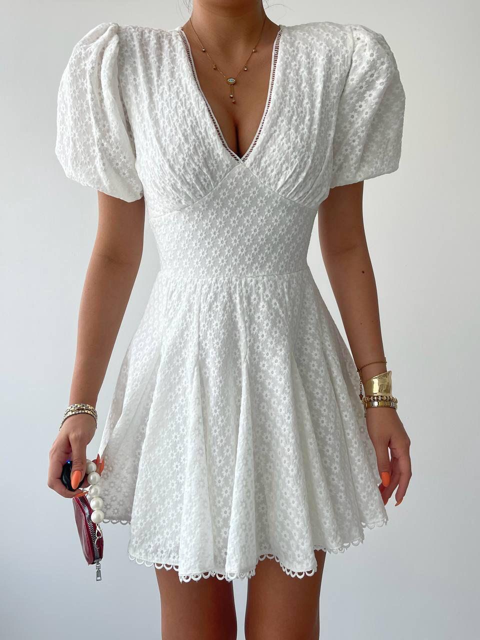 Fisto Kumaş Suyolu Güpür Detaylı Korsaj Kesim Tasarım Elbise