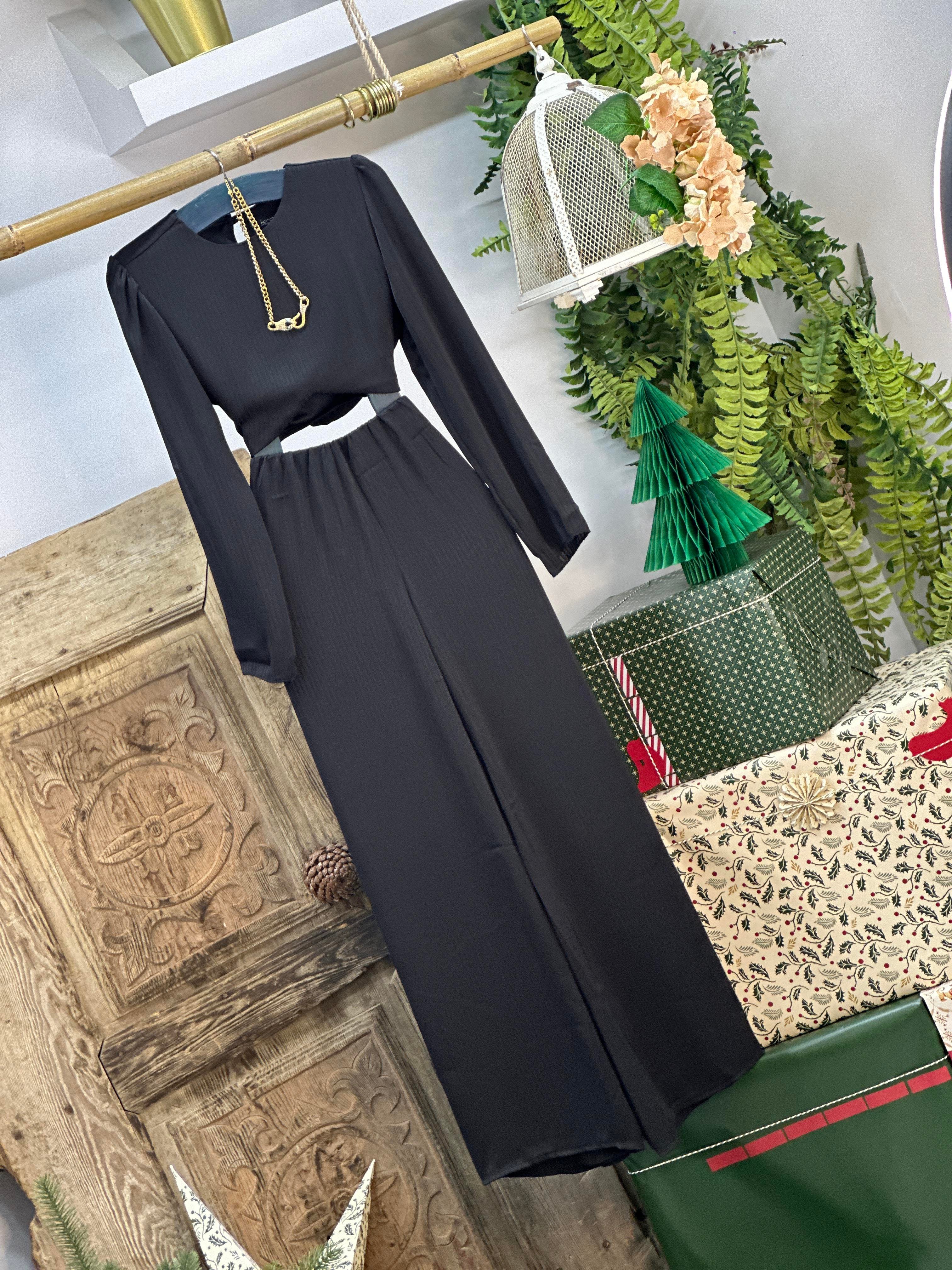 Fitilli Crep Kumaş Beli Lastikli Pantolon Crop İkili Takım 