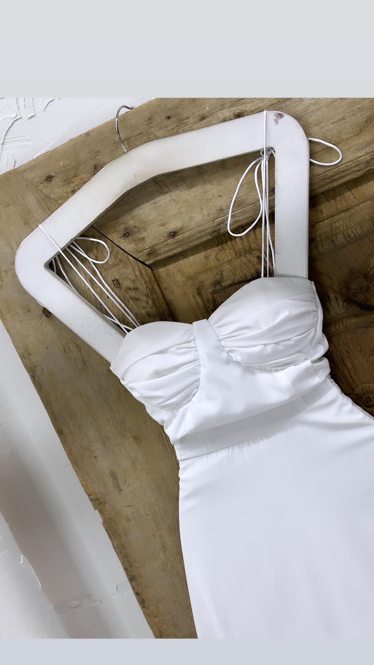 Flam Keten Kumaş Göğüs Dolgulu   İnce Askılı Uzun Elbise