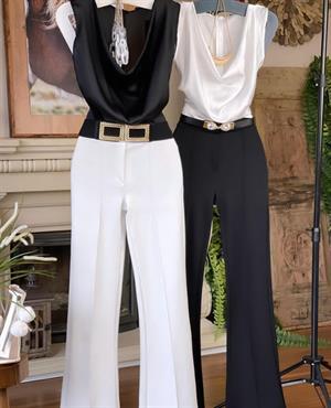 Full Likralı Jakarlı Kumaş Yüksek Bel İspanyol Pantolon