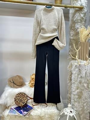 Full Likralı Jakarlı Kumaş Yüksek Bel İspanyol Pantolon