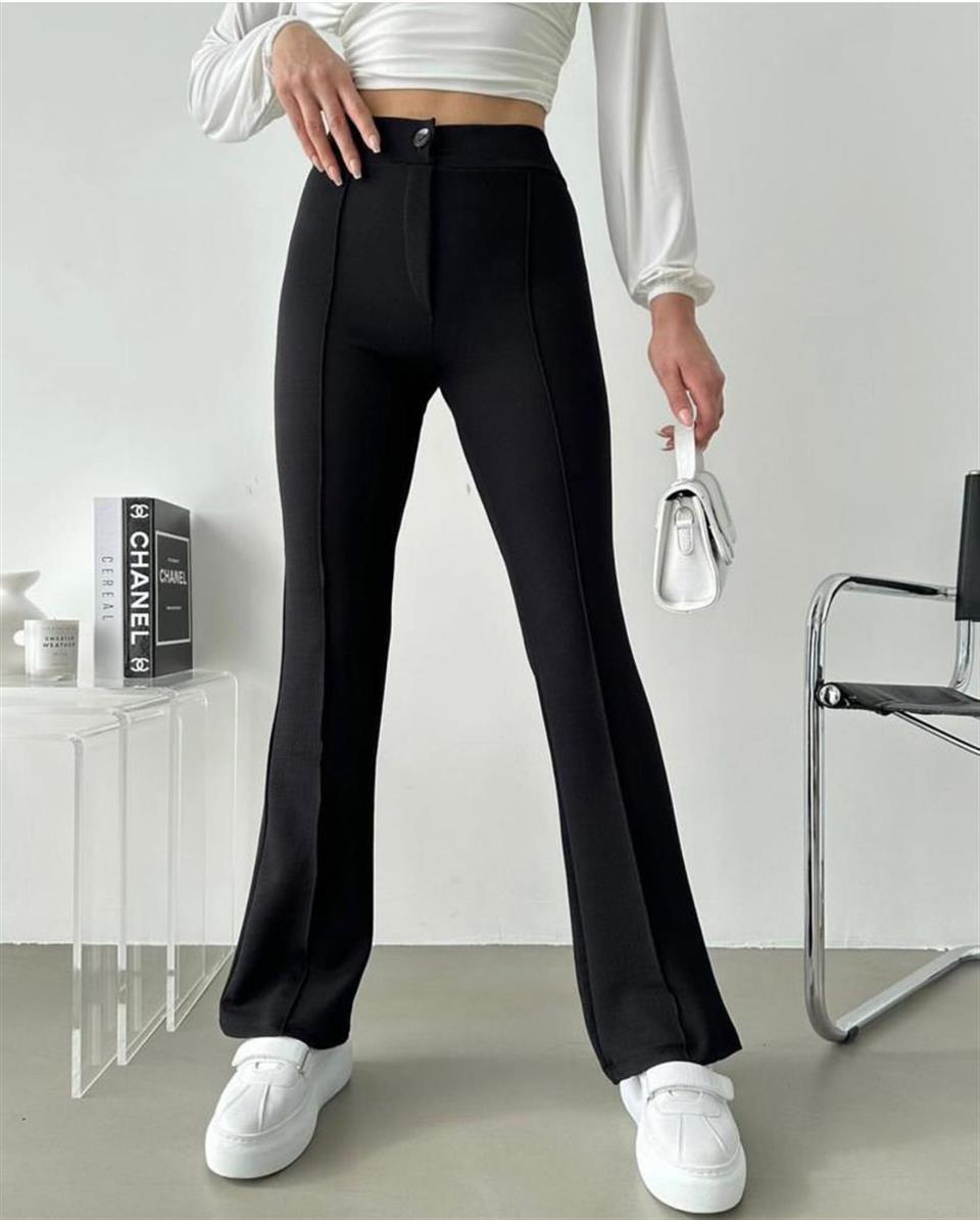 Full Likralı Jakarlı Kumaş Yüksek Bel Pantolon