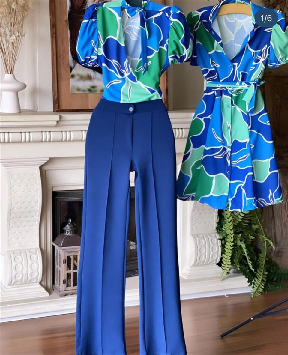 Full Likralı Jakarlı Kumaş Yüksek Bel Pantolon