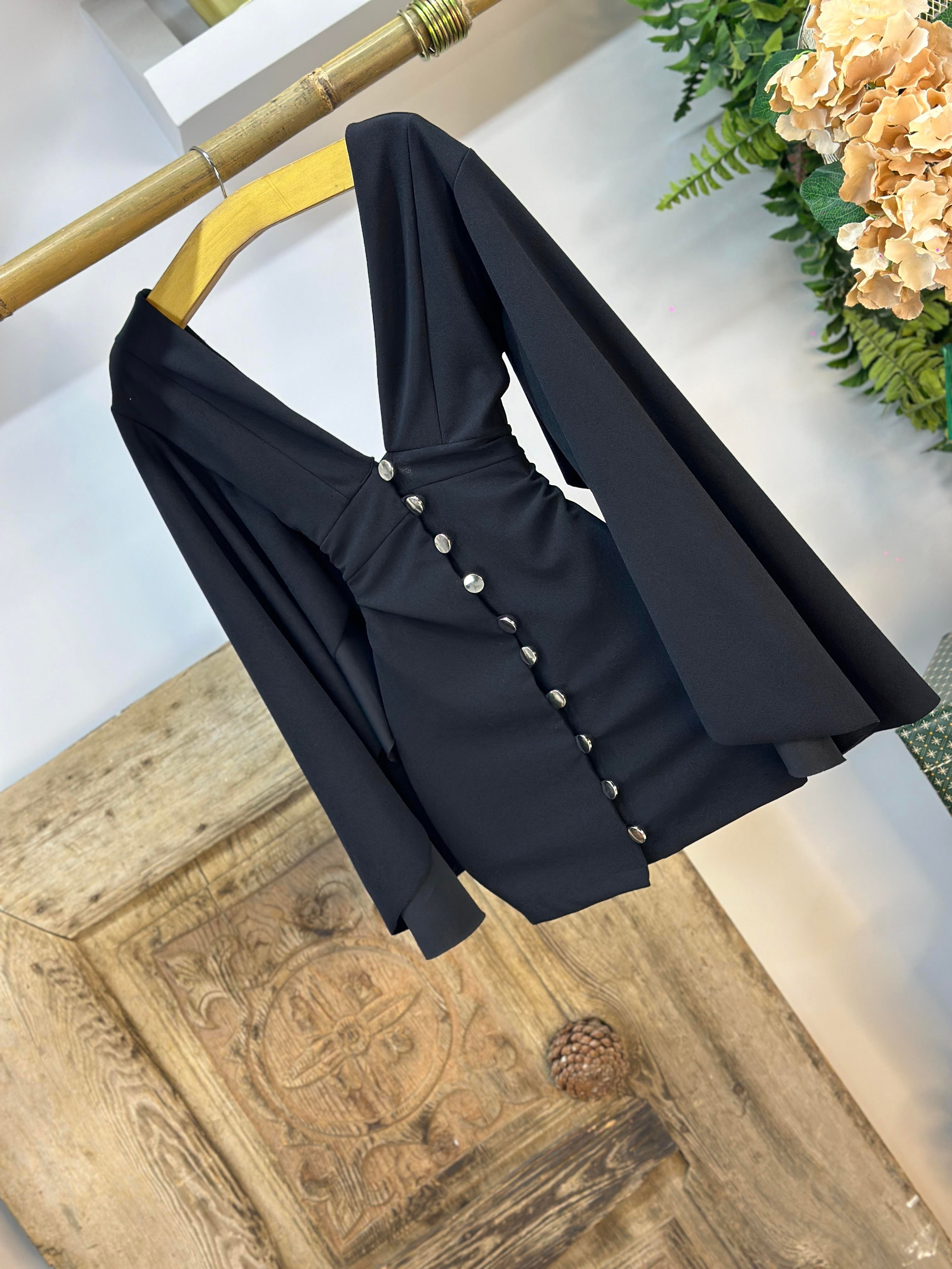 Full Likralı Micro Kumaş Pelerin Kol Sırt Detaylı Düğmeli Tasarım Kırmızı Elbise