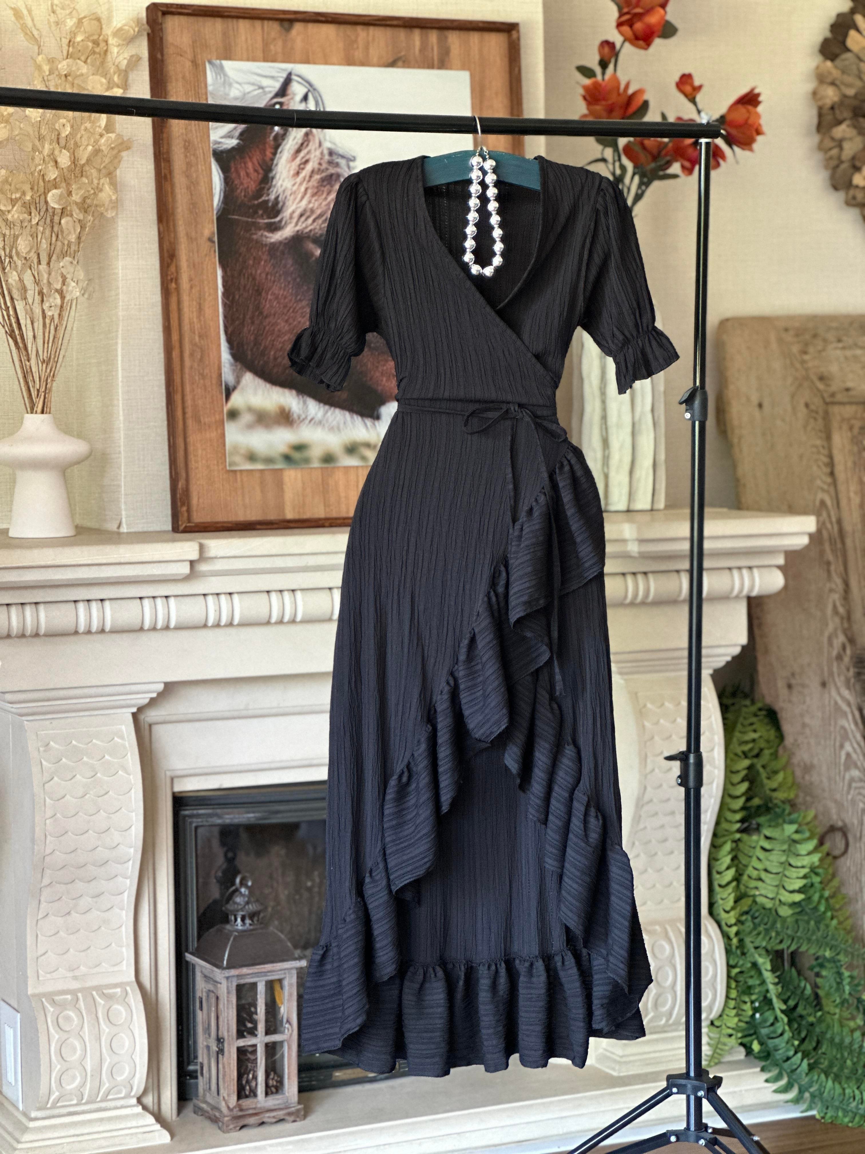 Gofre Kumaş Eteği Volanlı Anvalop Elbise