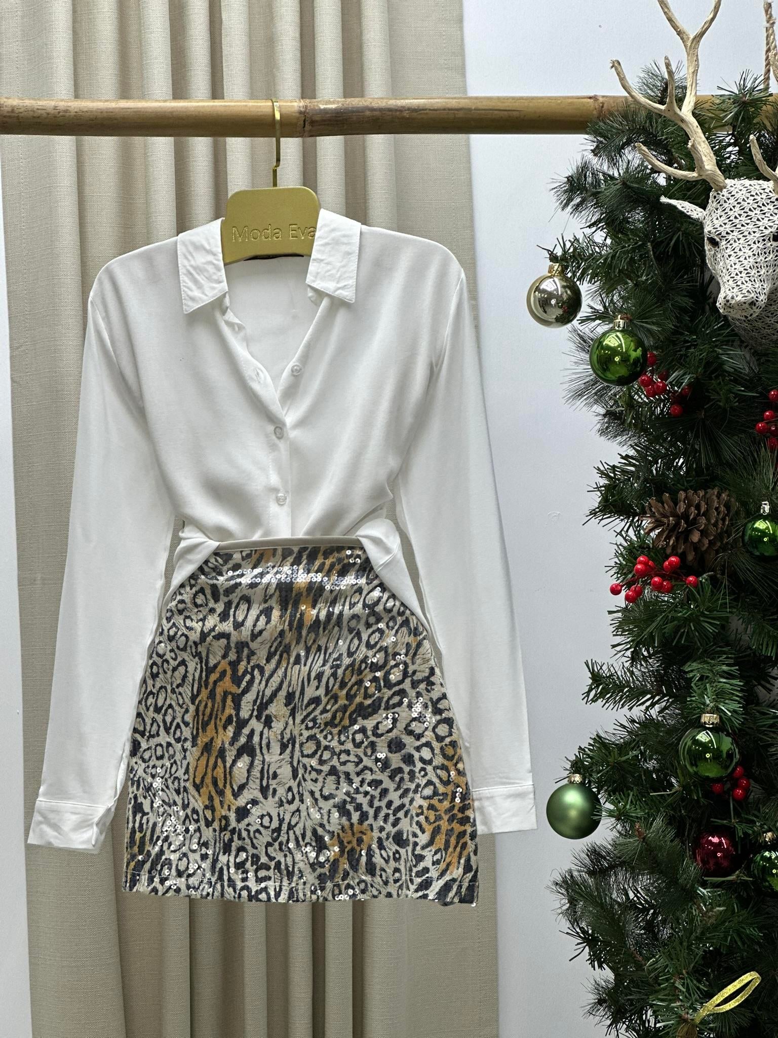 Gri Leopar Desen Payet Etek 