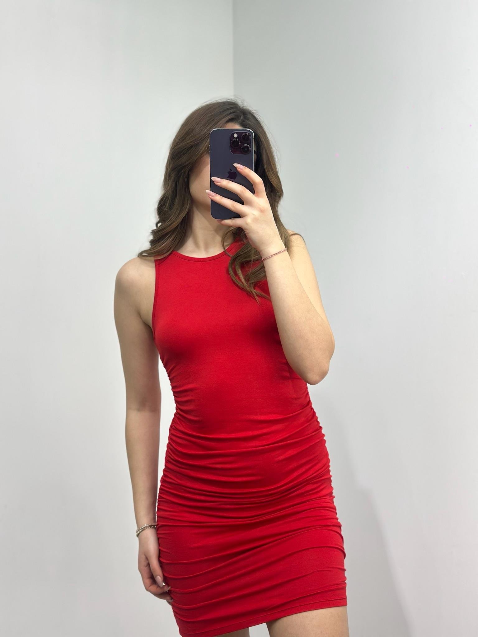 Halter Yaka Kristal Pamuk Kumaş Drapeli Renkli Kalem Elbise
