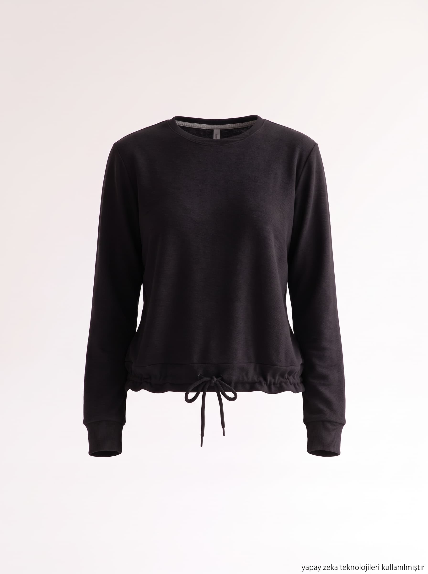 İki İplik Penye Kumaş Altı Bağlamalı Sweatshirt