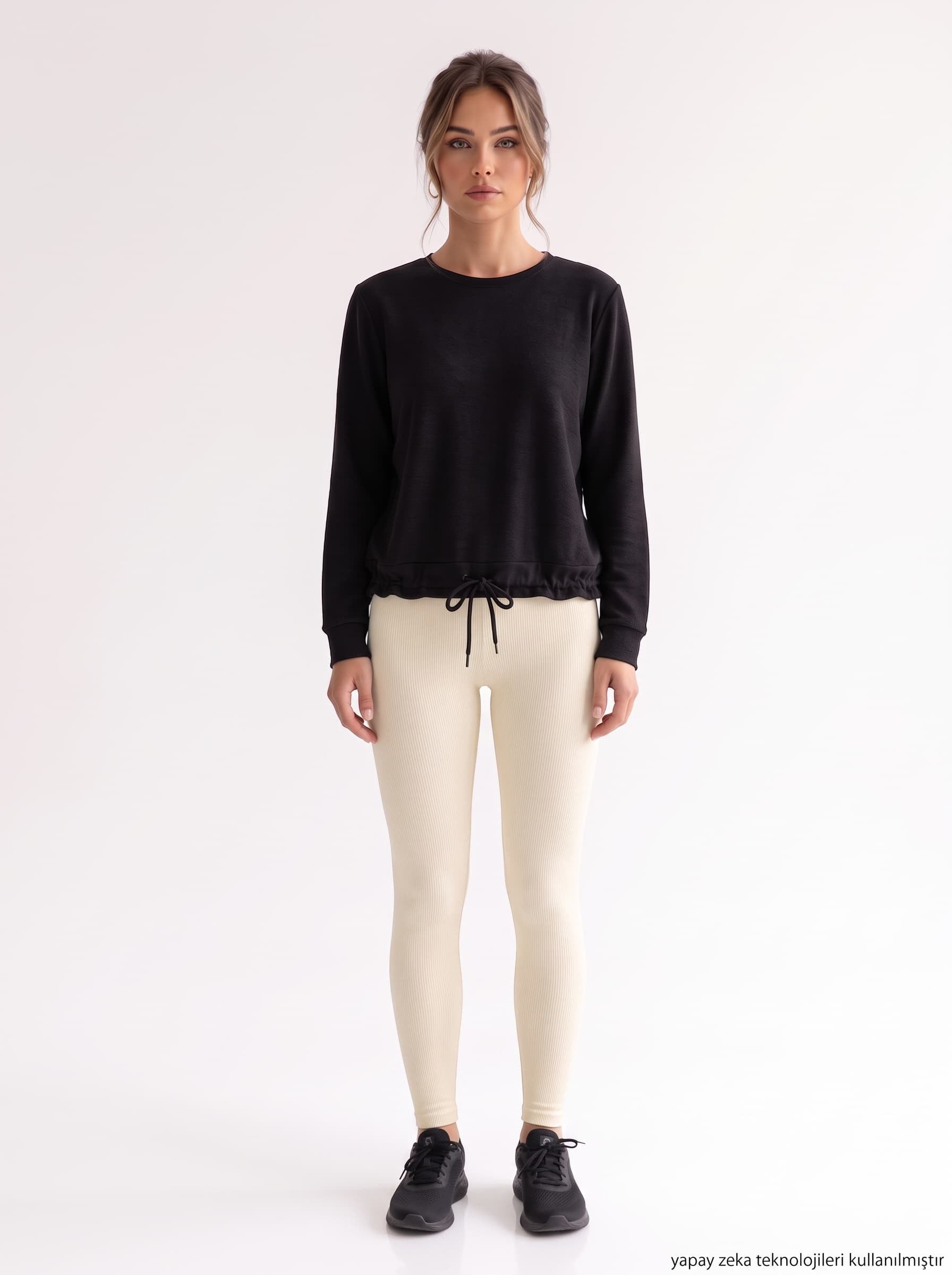 İki İplik Penye Kumaş Altı Bağlamalı Sweatshirt
