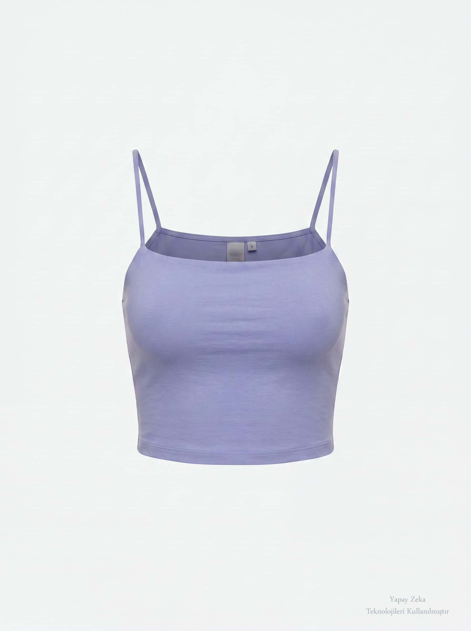 İnce Askılı Göğüs Dolgulu Basic Atlet Crop  Bebe Mavi
