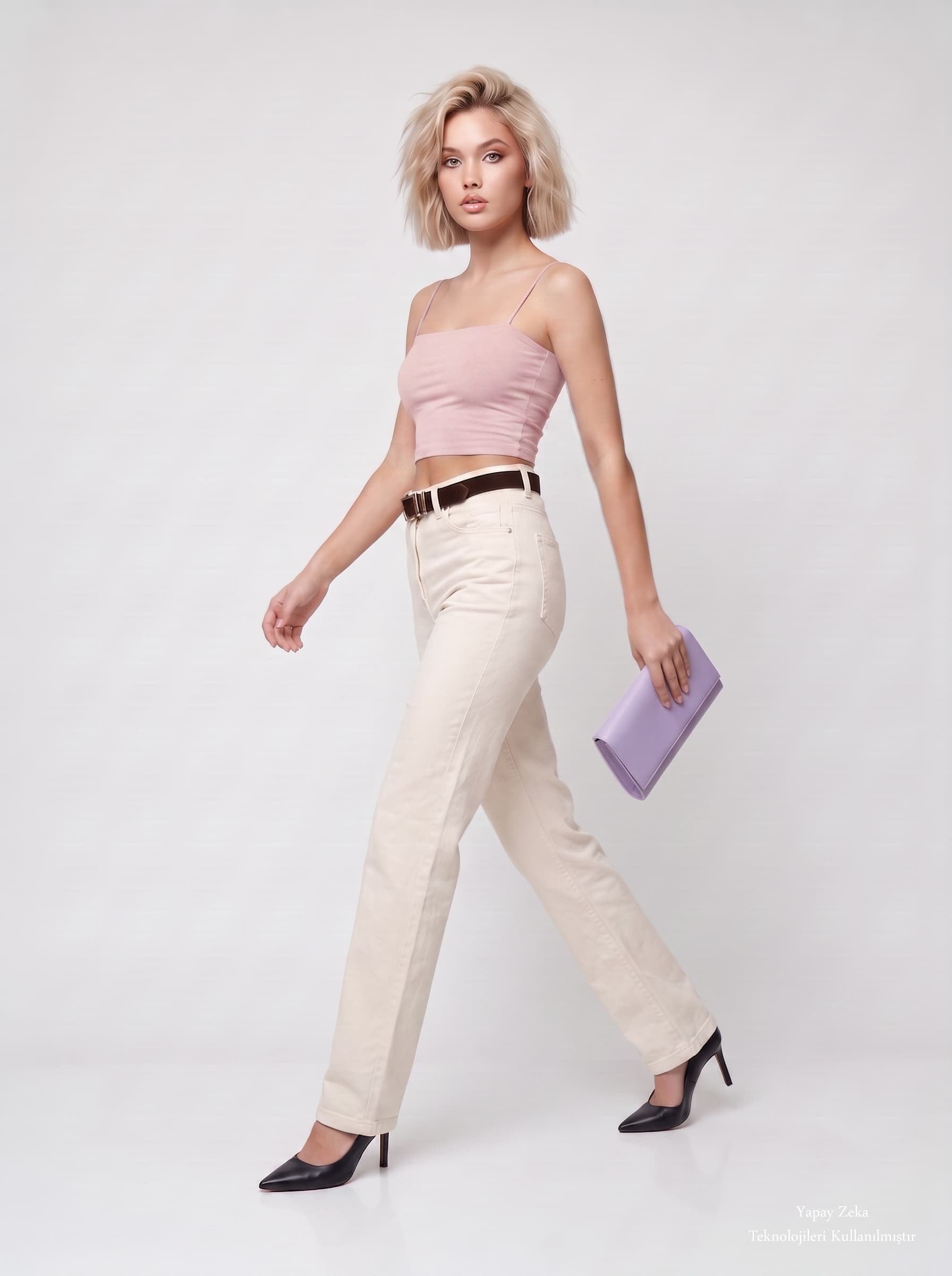 İnce Askılı Göğüs Dolgulu Basic Atlet Crop  Pembe