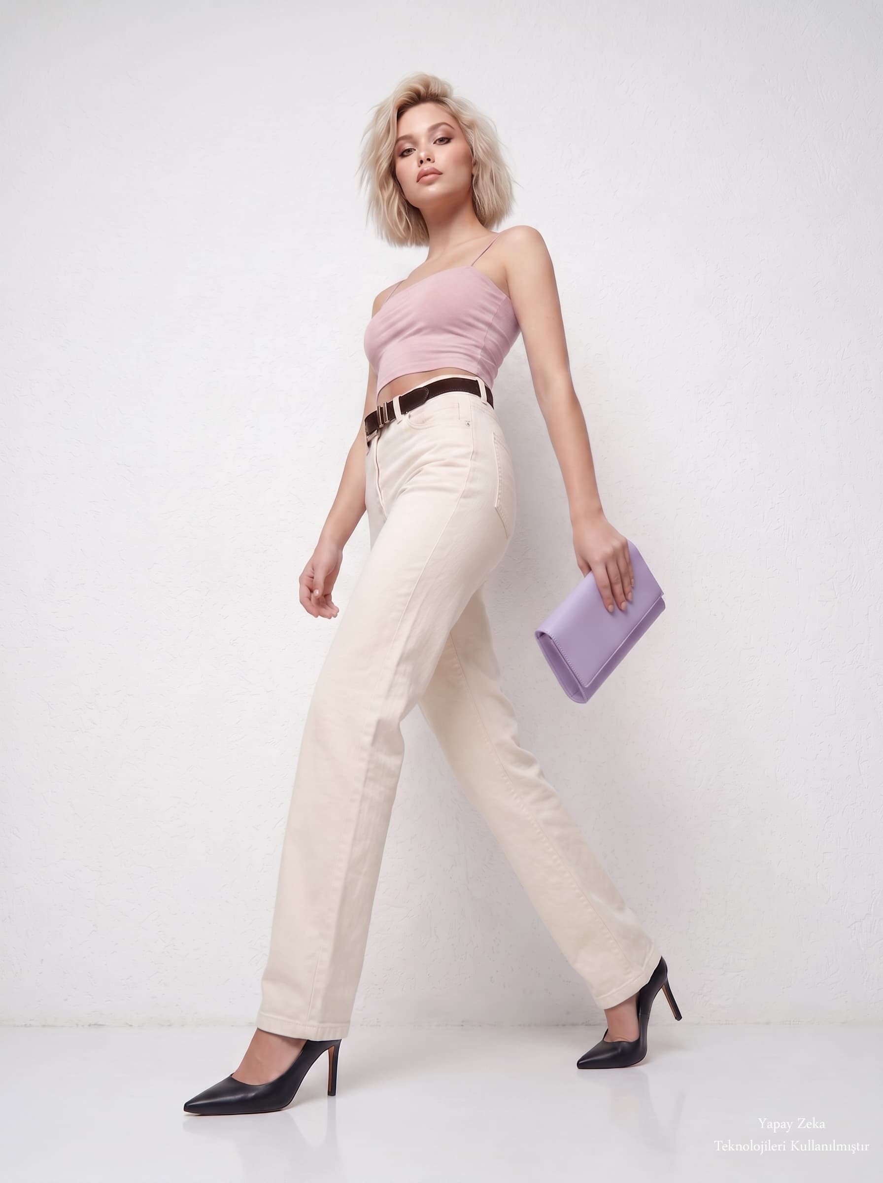 İnce Askılı Göğüs Dolgulu Basic Atlet Crop  Pembe