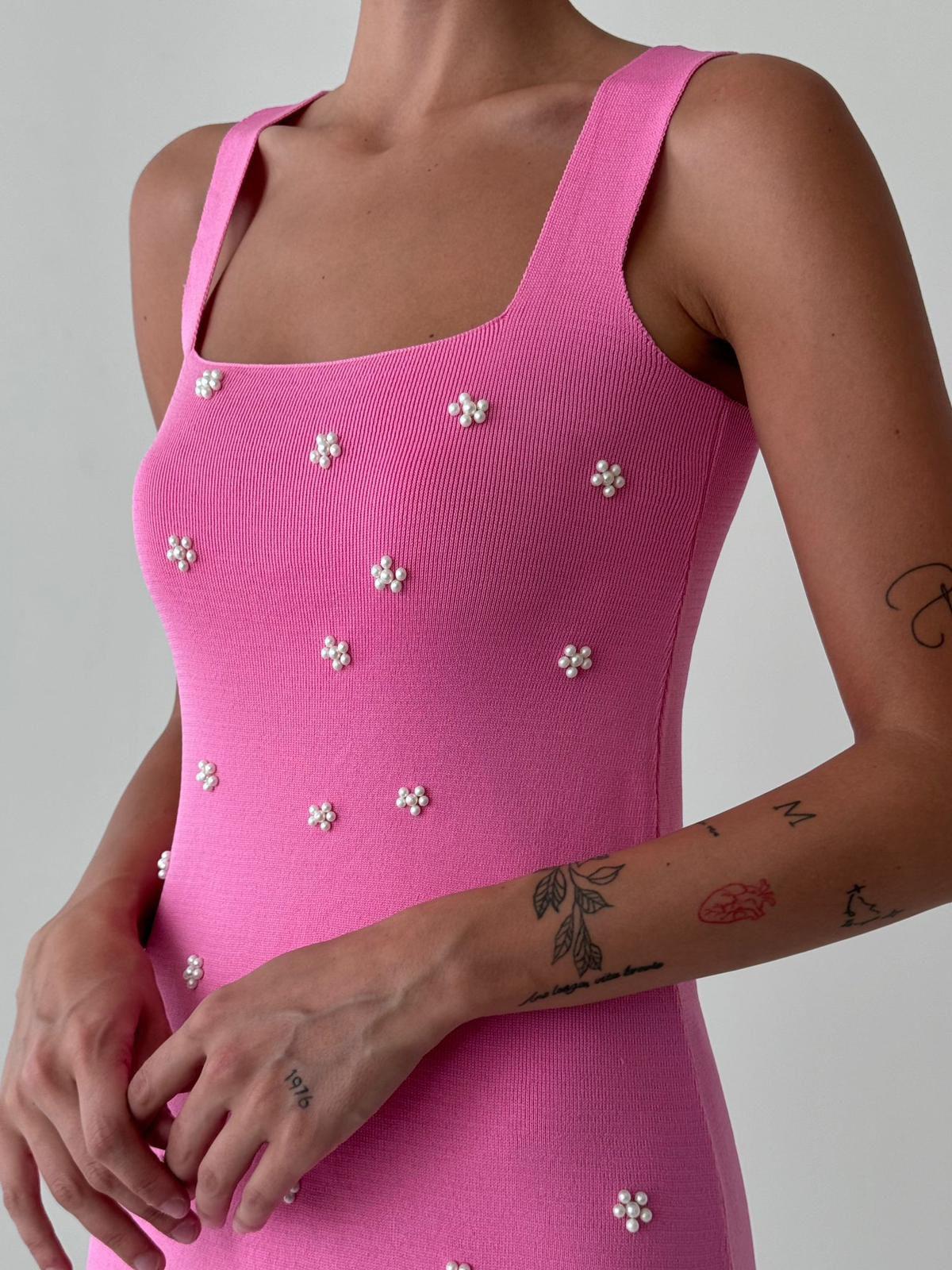 İnci Detaylı Kare Yaka Elbise