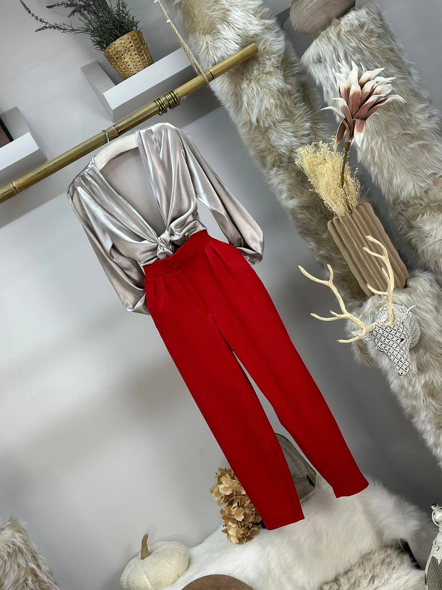 İthal Crep Full Likralı Havuç Pantolon