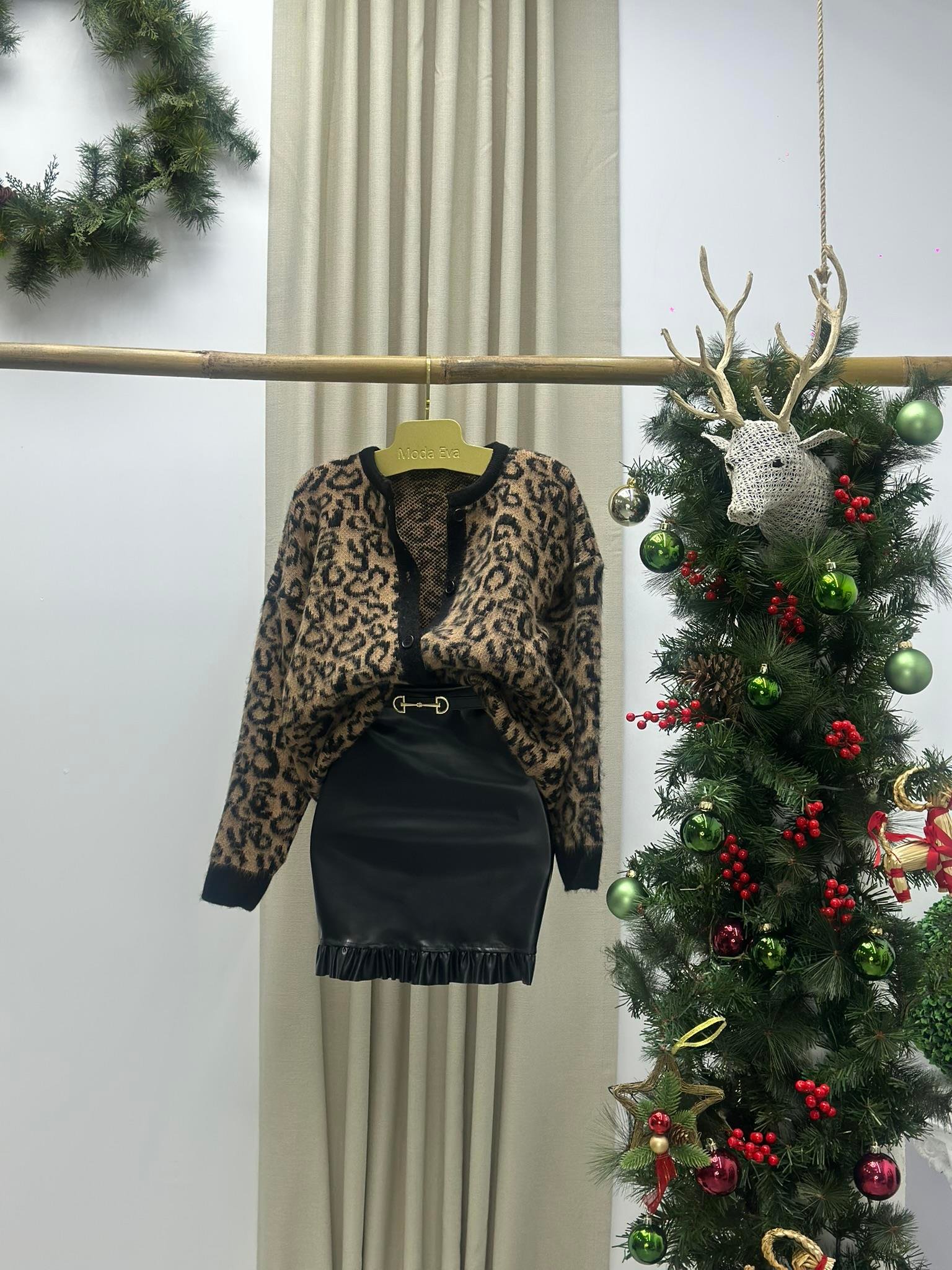 İthal Likralı Deri Fırfır Detaylı Siyah Etek