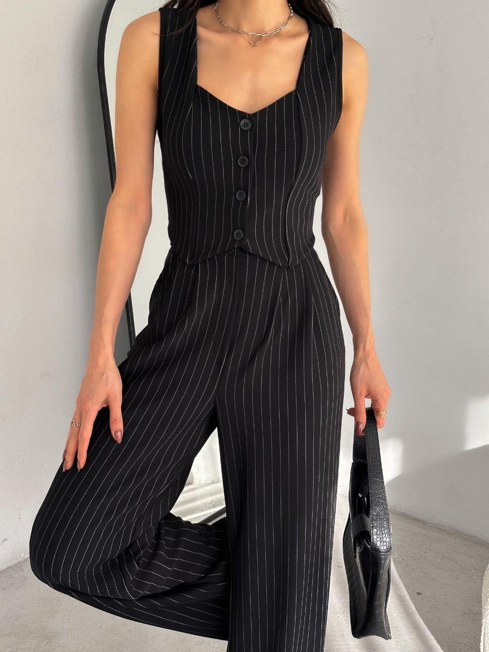 İthal Örme Crep Kumaş Çizgi Desen Palazzo Pantolon