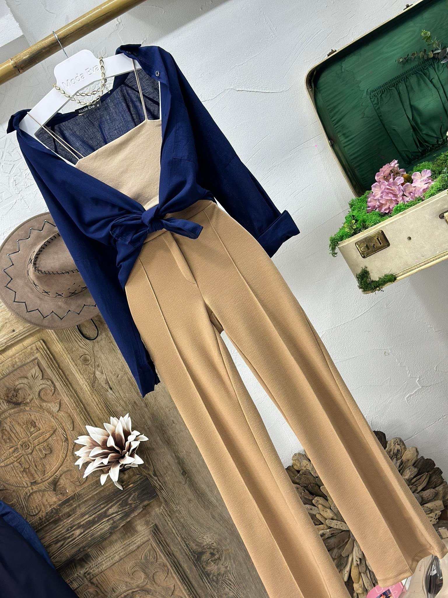 İthal Örme Crep Kumaş Toparlayıcı Likralı Yüksek Bel Pantolon