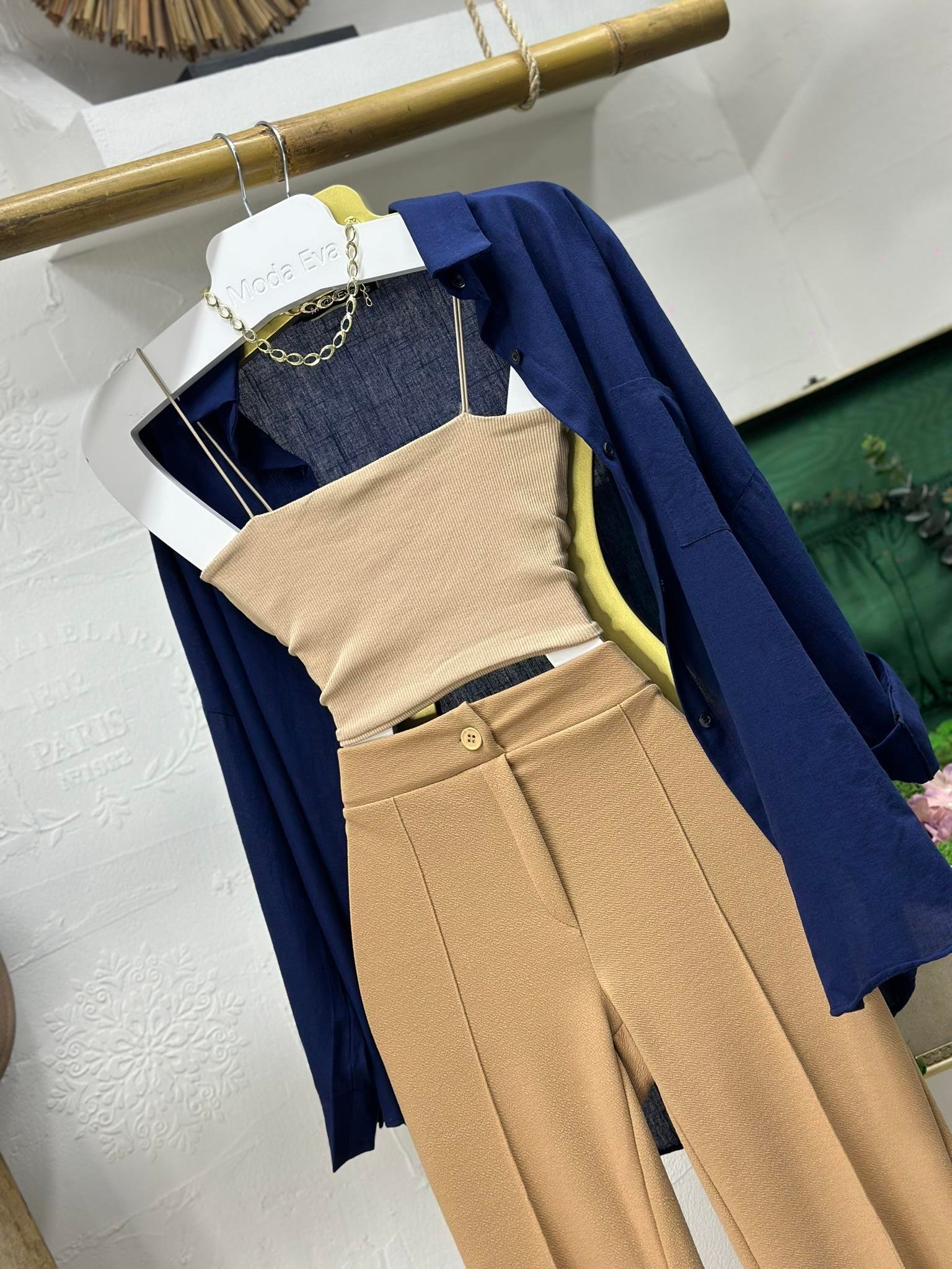 İthal Örme Crep Kumaş Toparlayıcı Likralı Yüksek Bel Pantolon