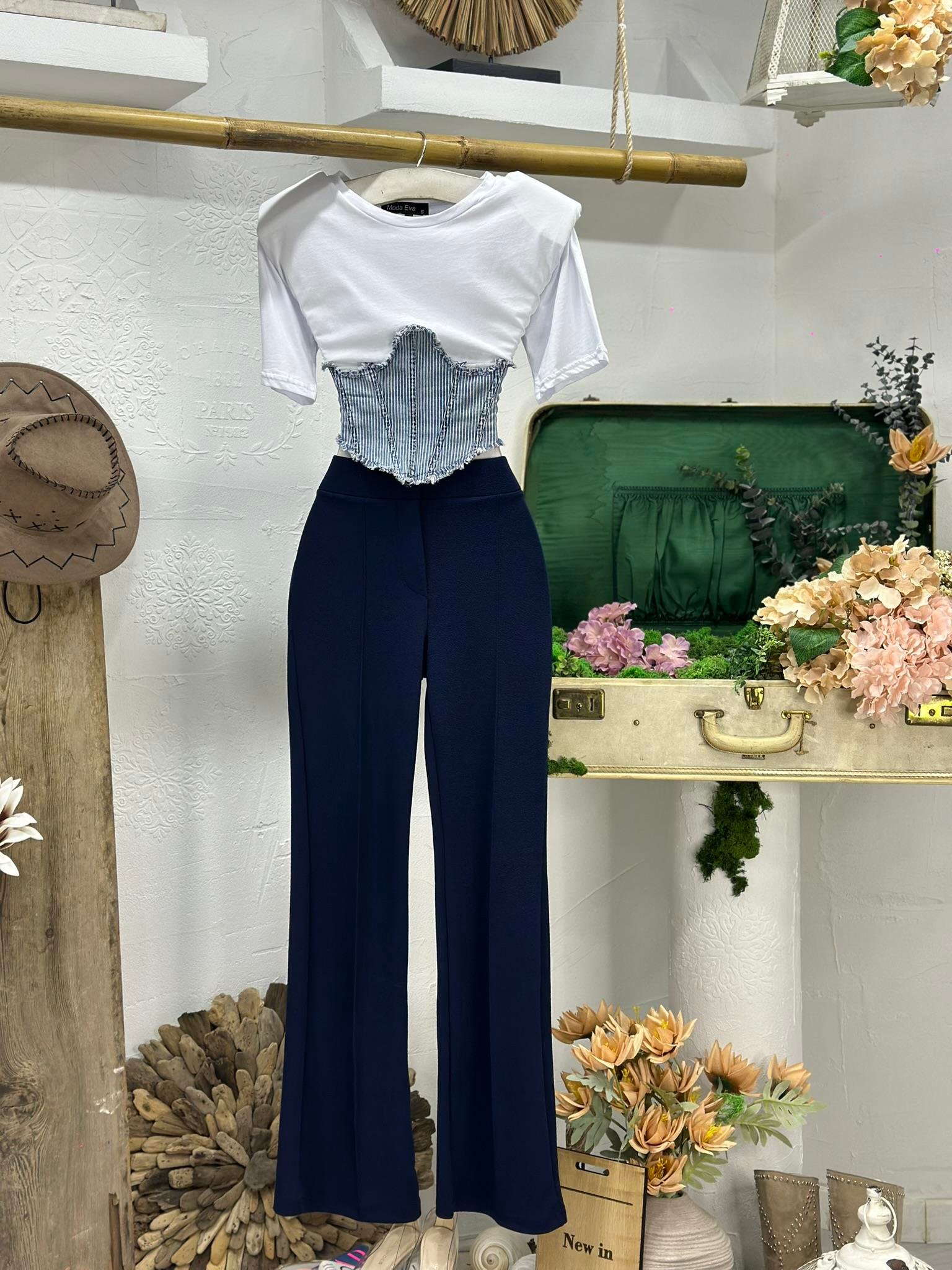 İthal Örme Crep Kumaş Toparlayıcı Likralı Yüksek Bel Pantolon