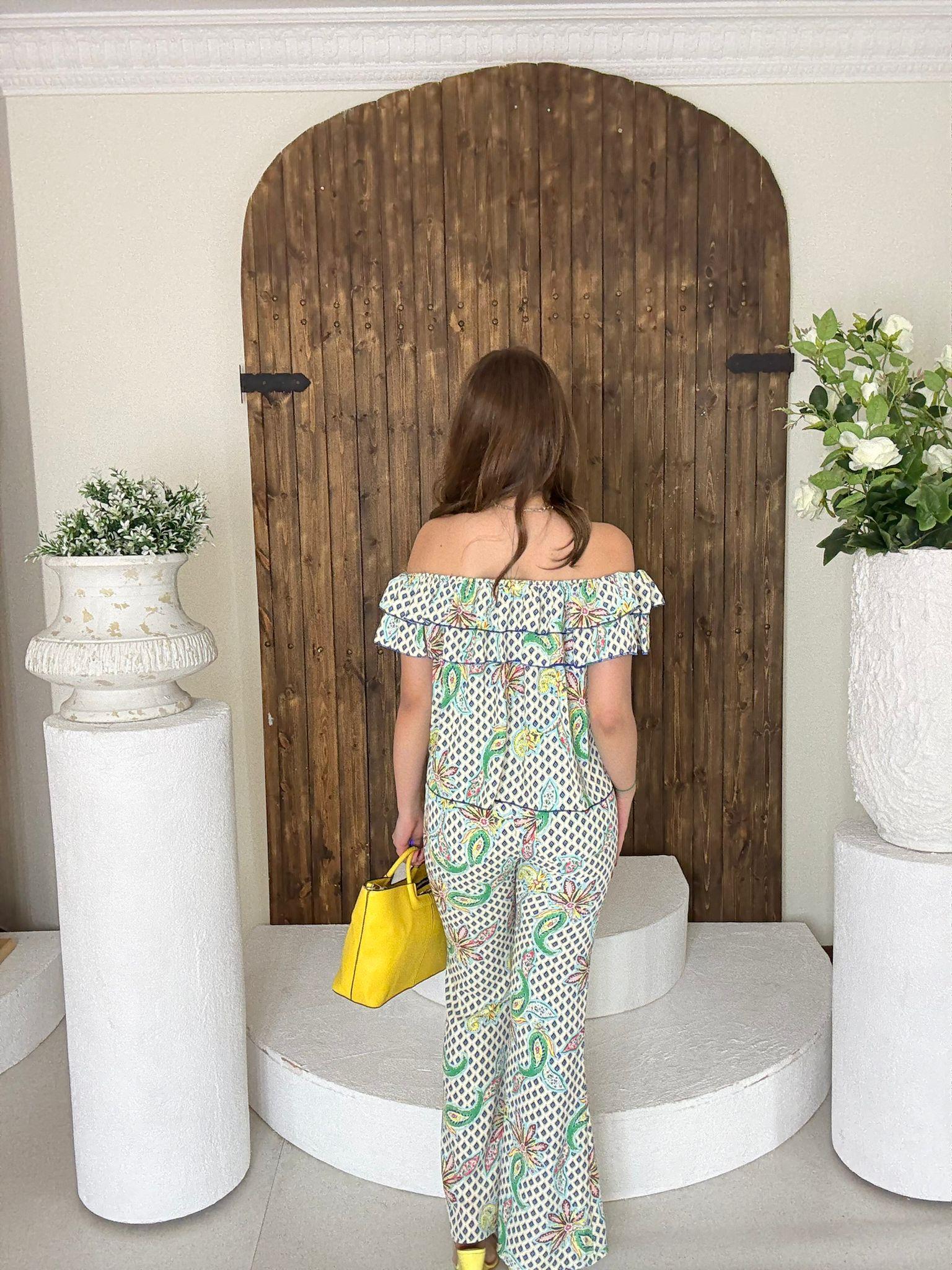 Jenifer Kumaş Renkli Desenli İkili Takım