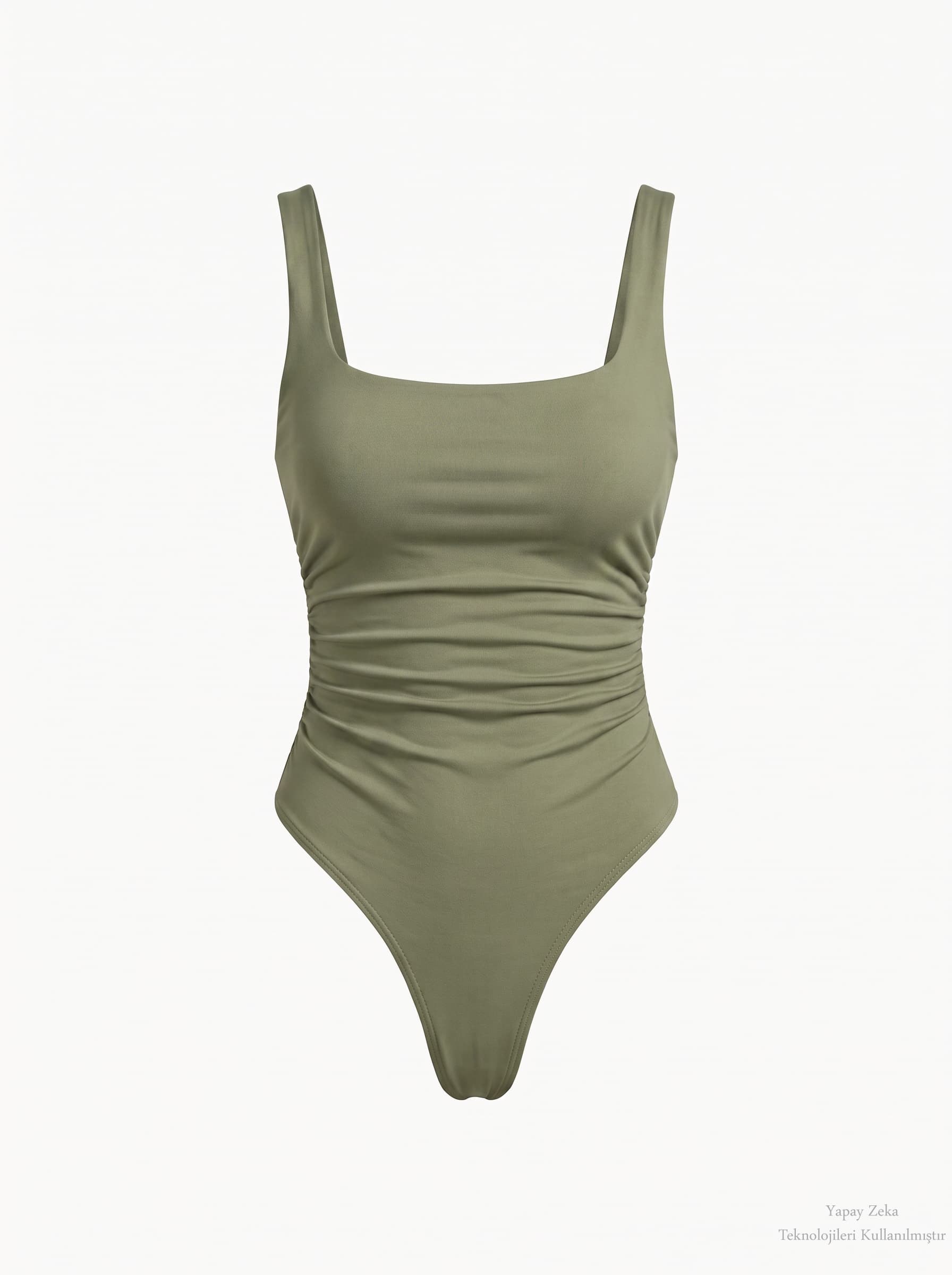 Kare Yaka Bodysuit Haki