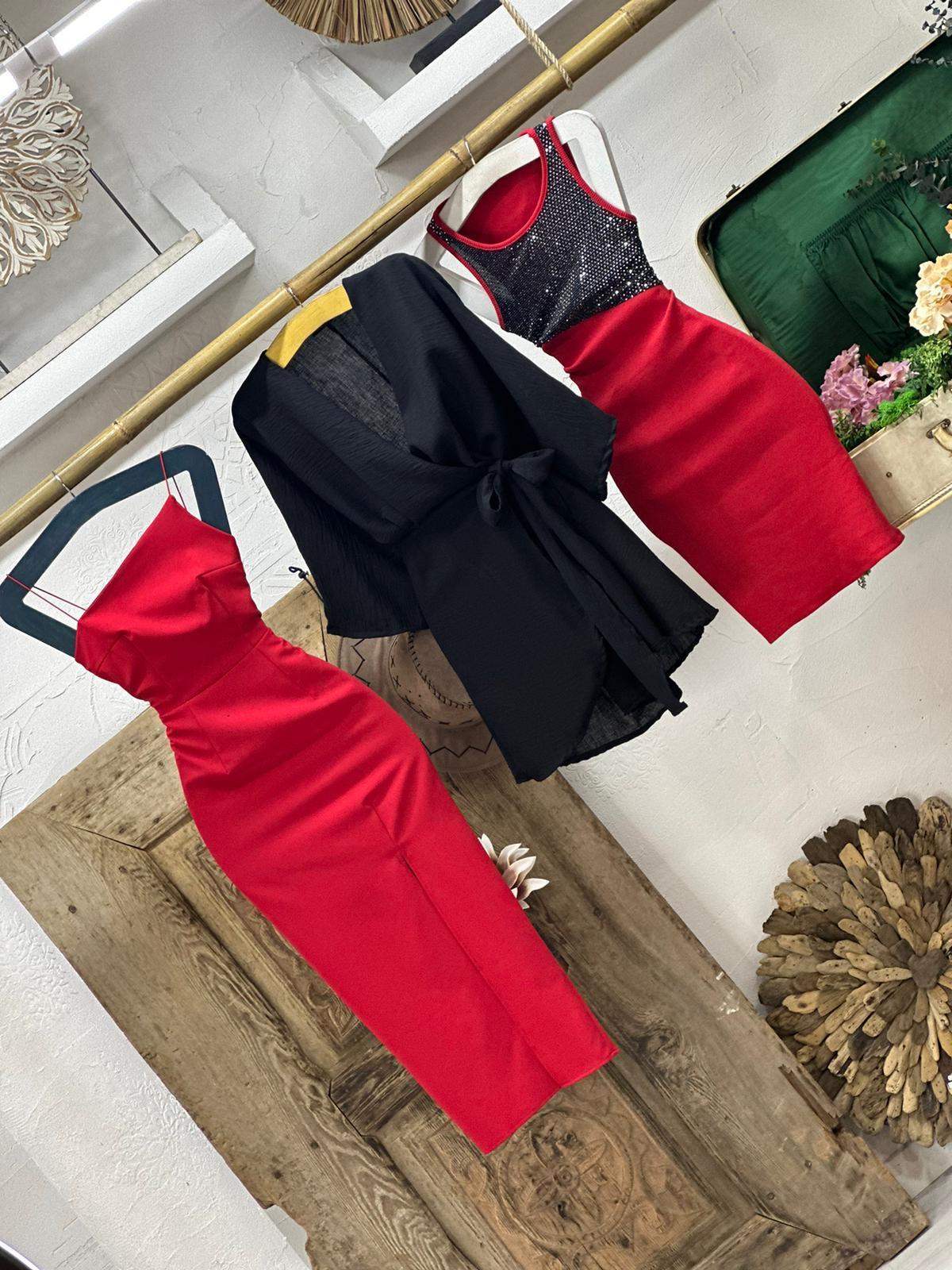 Kaşkorse Kumaş Ayna Payetli Elbise