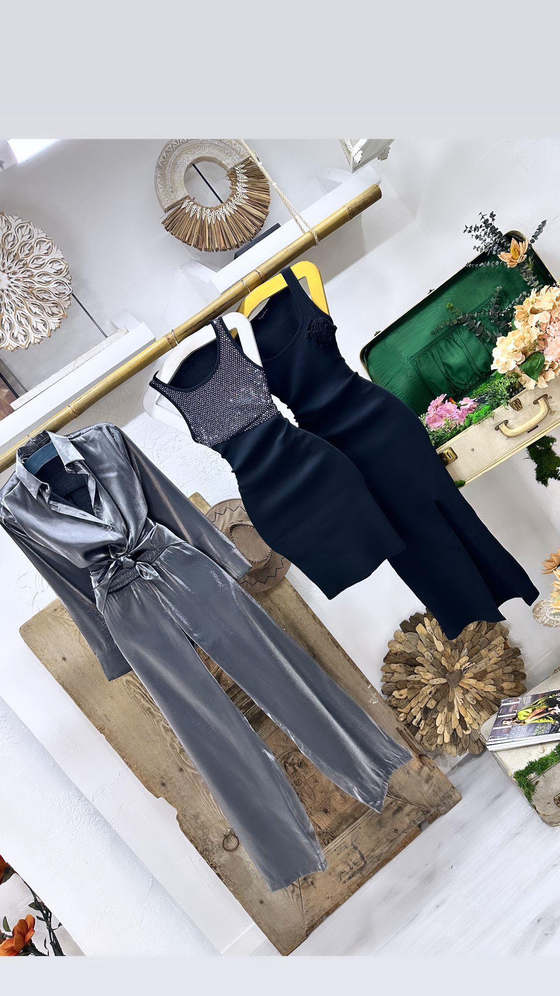 Kaşkorse Kumaş Ayna Payetli Elbise