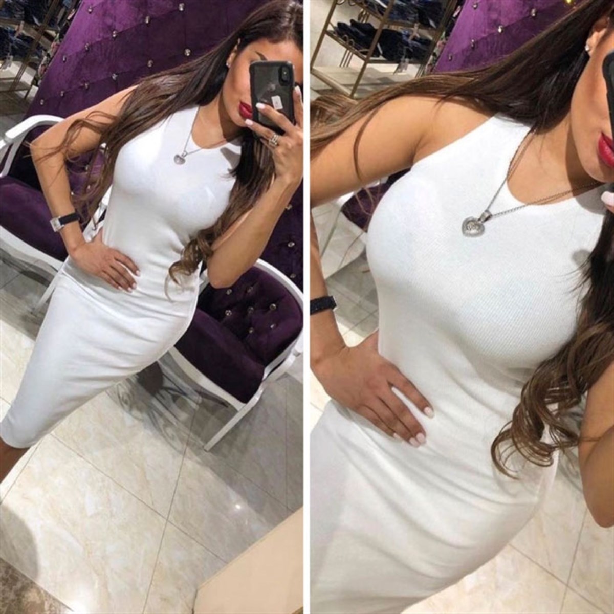 KAŞKORSE KUMAŞ BEYAZ KALEM ELBİSE