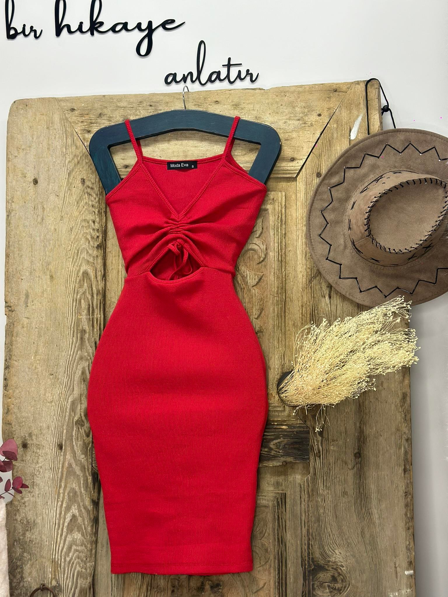 Kaşkorse Kumaş Göğüs Büzgülü Likralı Elbise