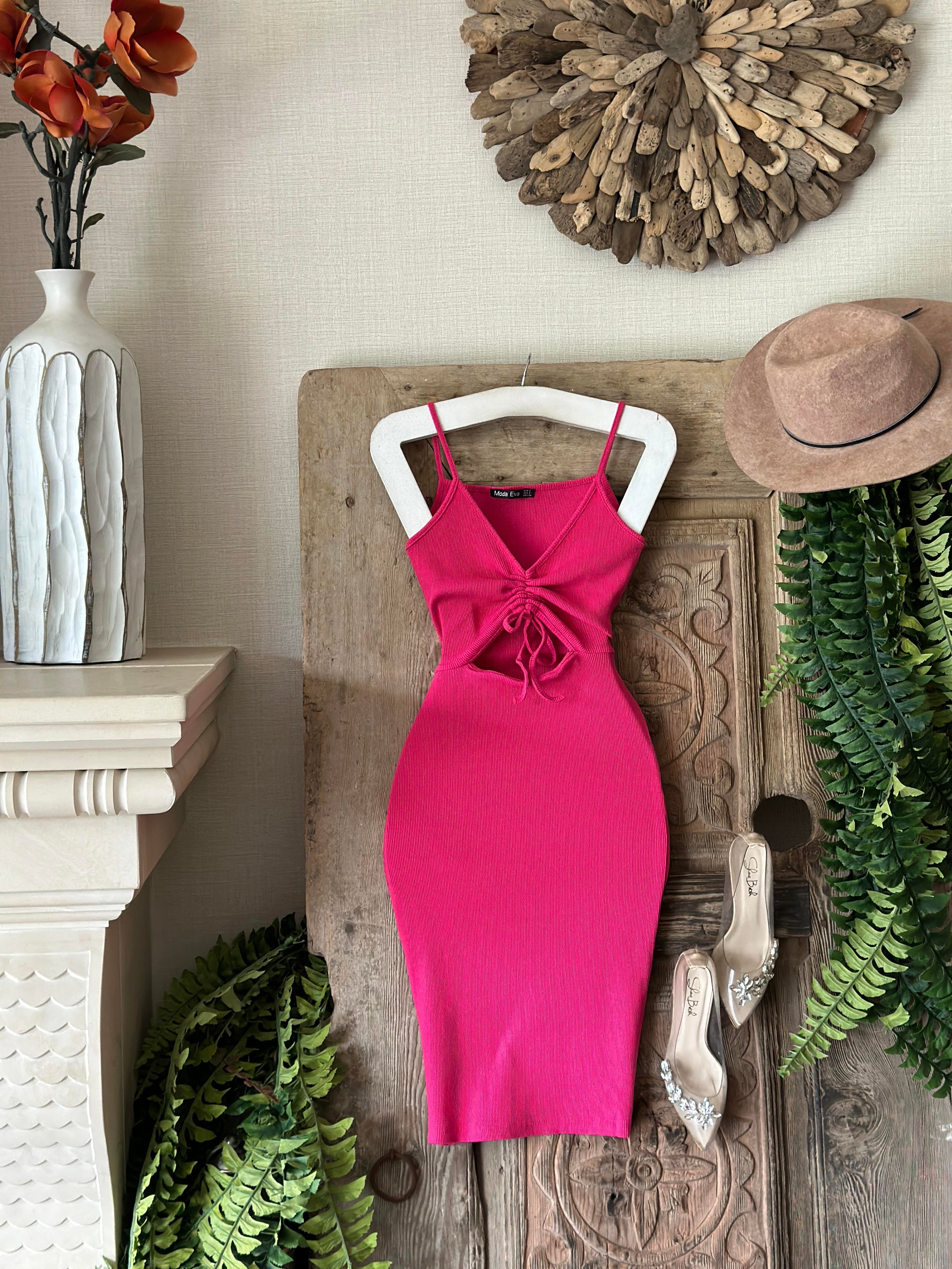 Kaşkorse Kumaş Göğüs Büzgülü Likralı Elbise