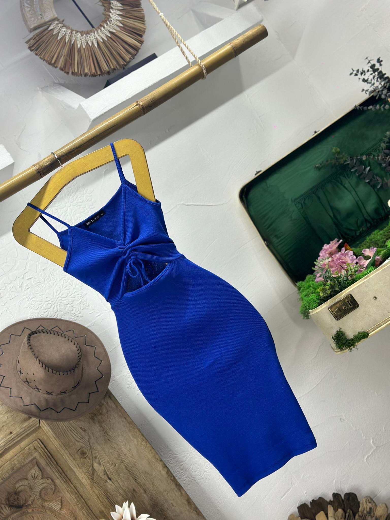 Kaşkorse Kumaş Göğüs Büzgülü Likralı Elbise