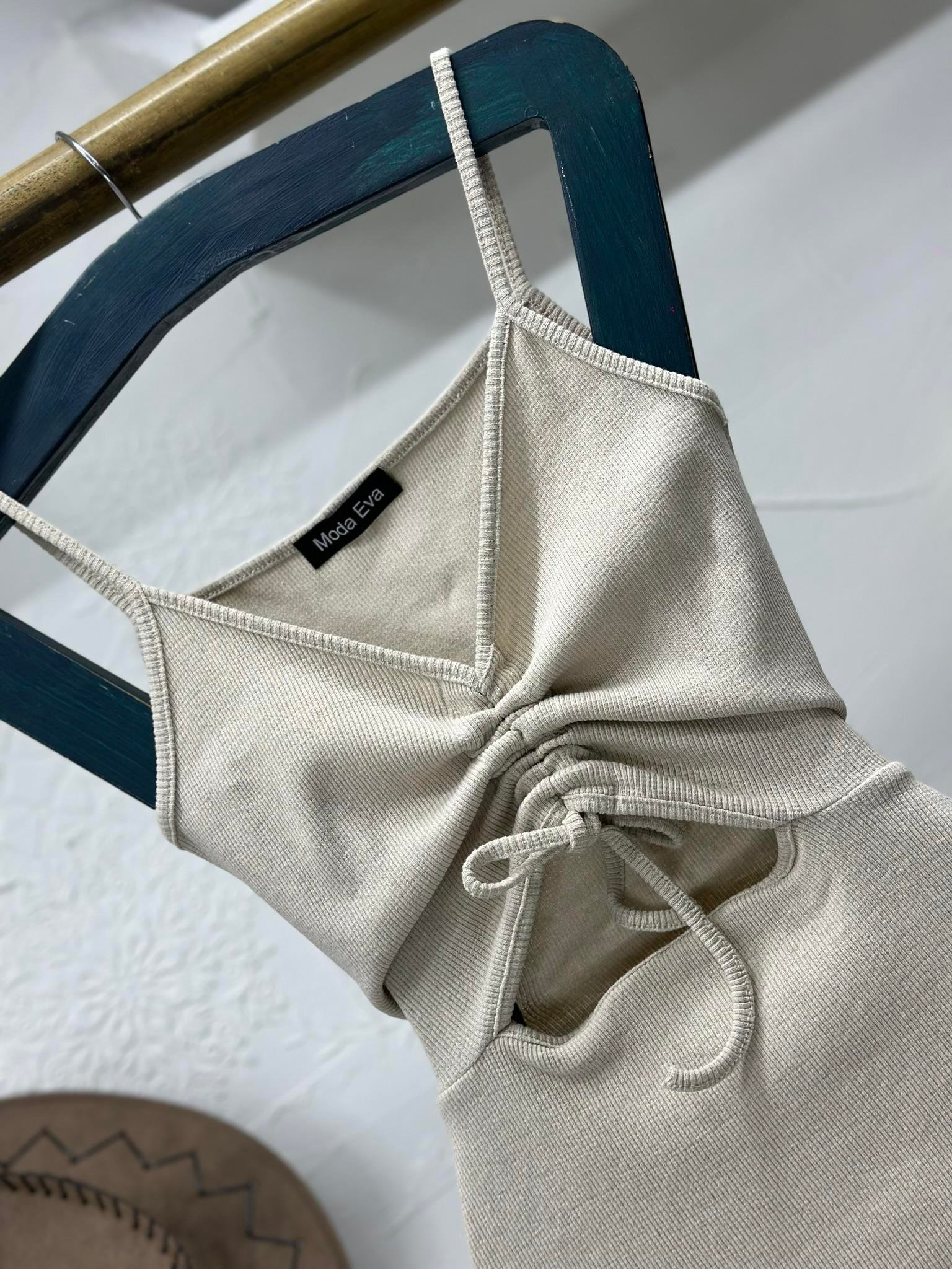 Kaşkorse Kumaş Göğüs Büzgülü Likralı Elbise