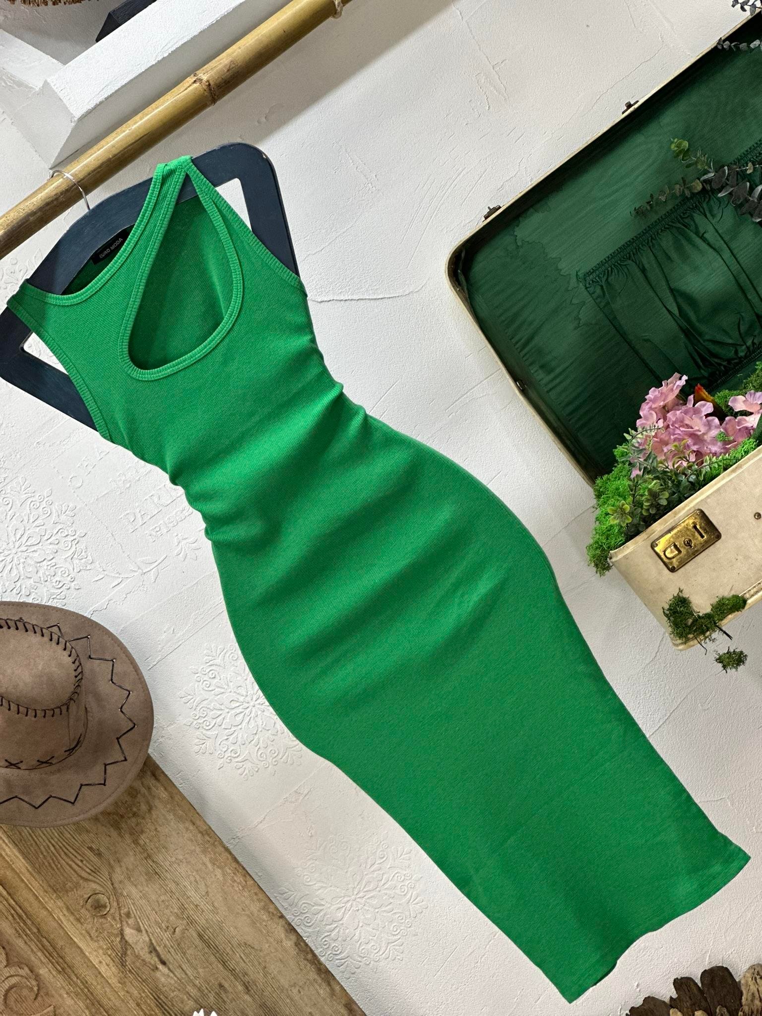 Kaşkorse Kumaş Yaka Detay Kalın Askılı Kalem Elbisemiz 