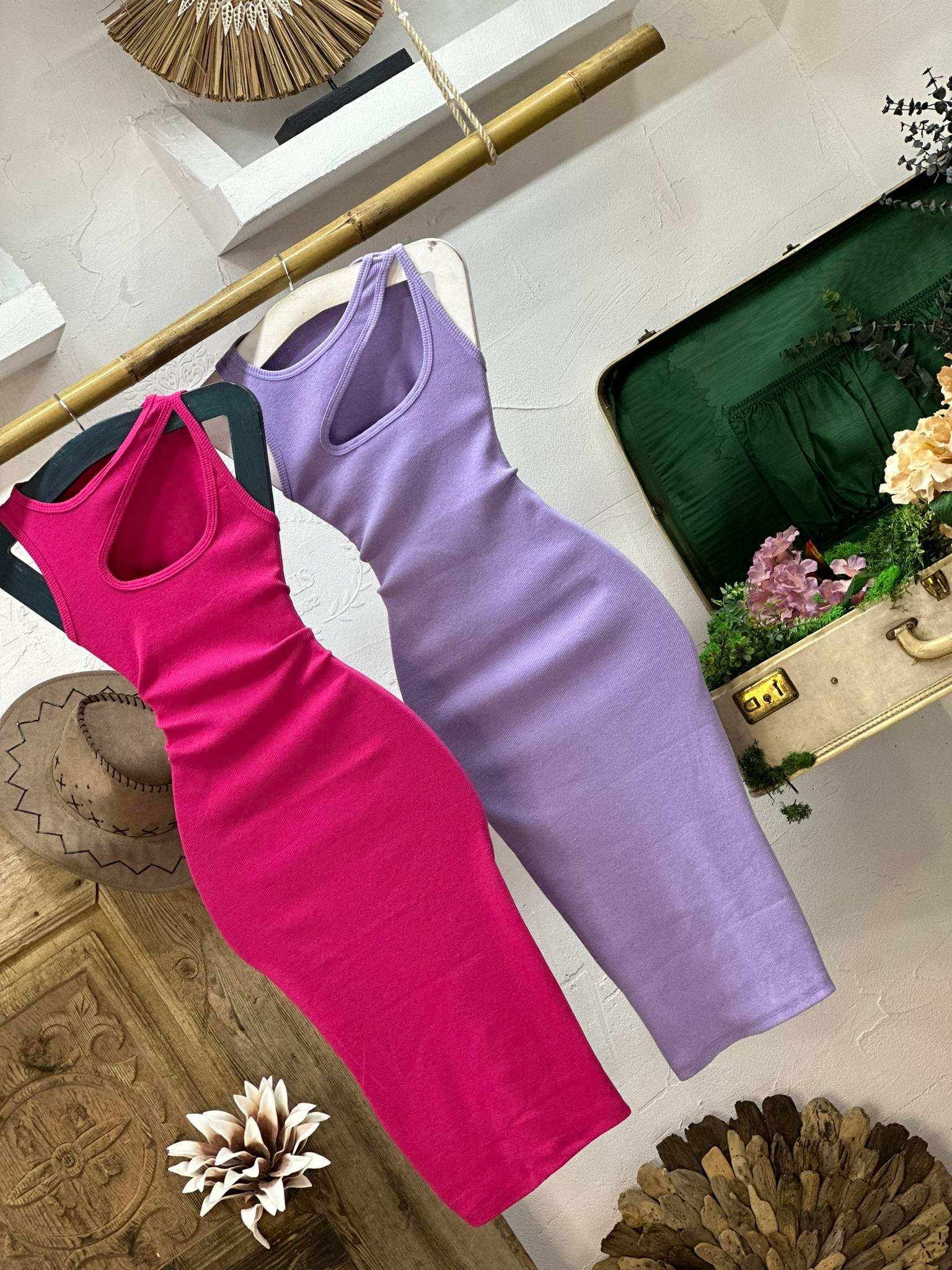 Kaşkorse Kumaş Yaka Detay Kalın Askılı Kalem Elbisemiz 