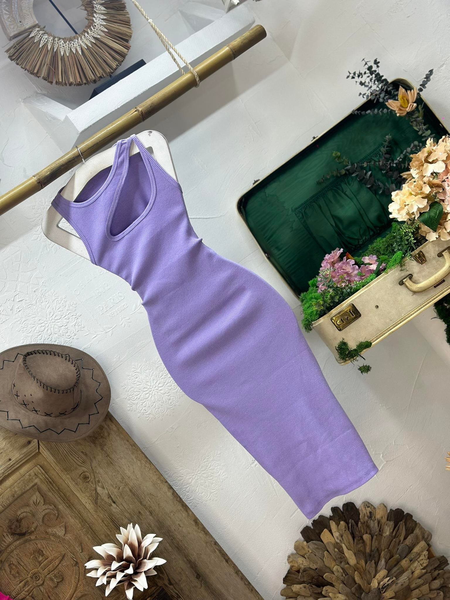 Kaşkorse Kumaş Yaka Detay Kalın Askılı Kalem Elbisemiz 