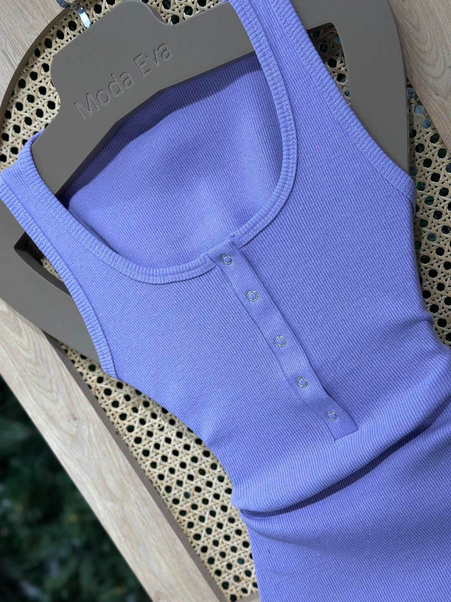 Kaşkorse Kumaş Yaka Düğmeli Kolsuz Elbise