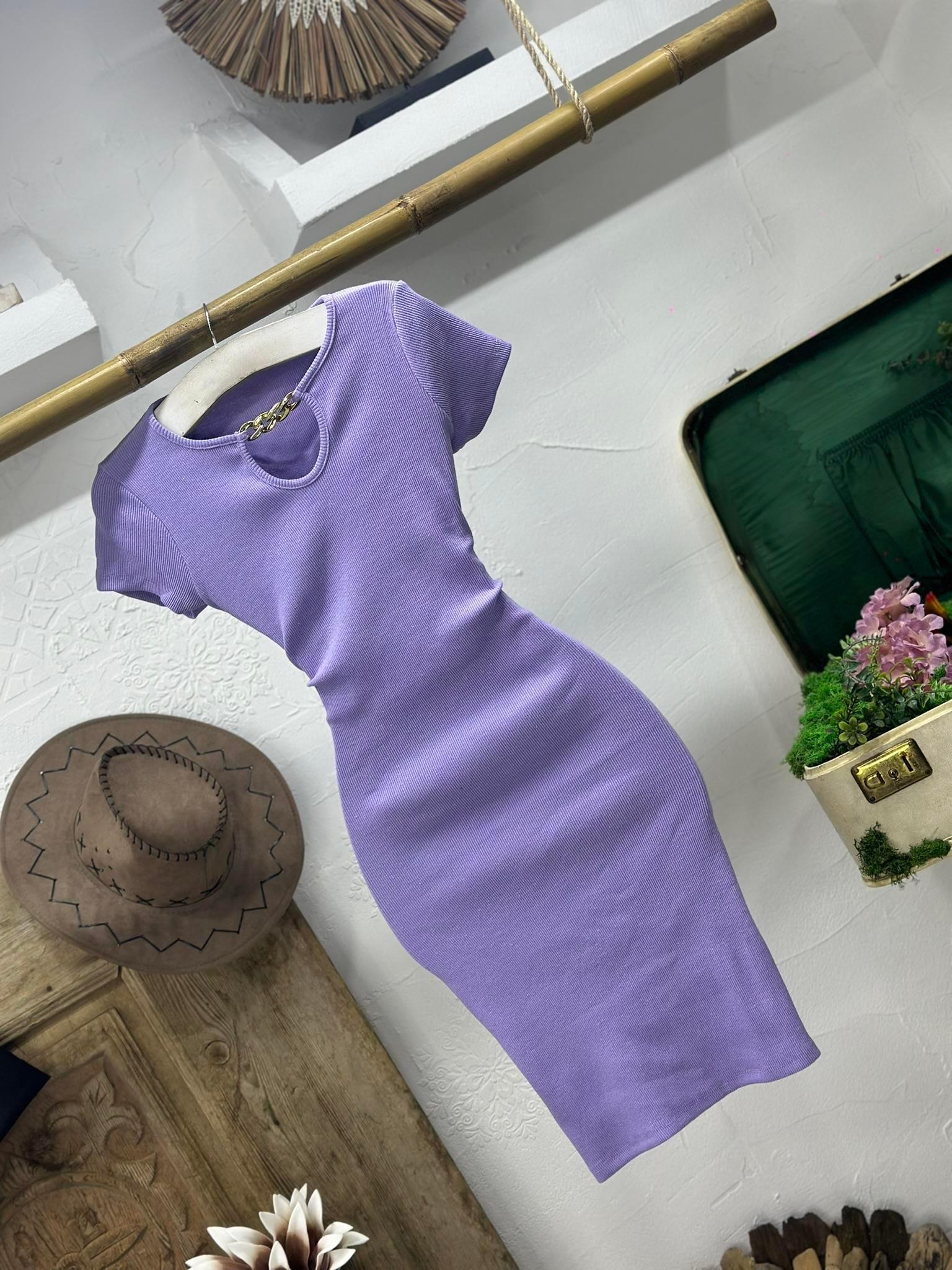 Kaşkorse Kumaş Zincir Detay Kalem Elbise