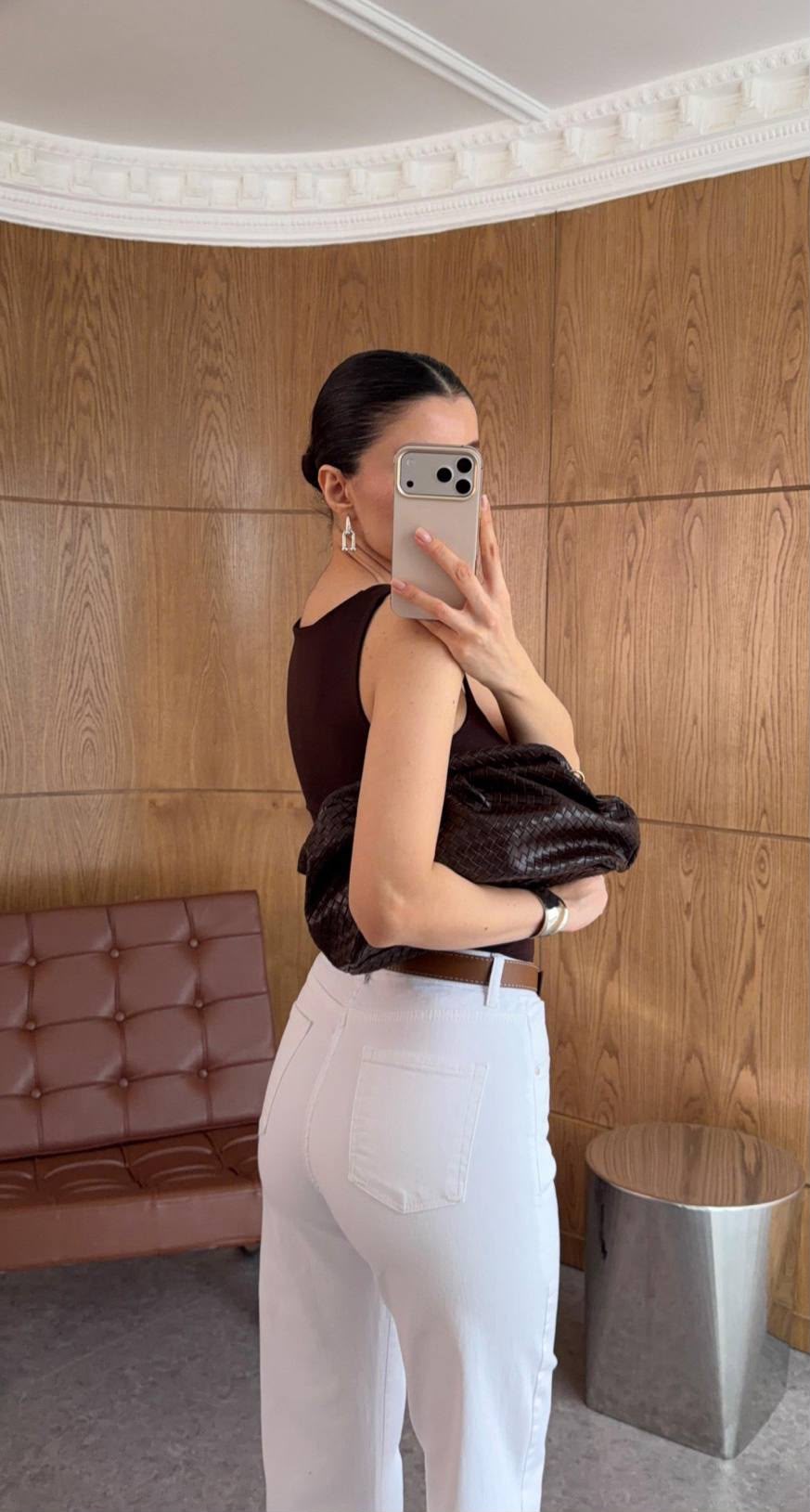 Kemerli Tensel Karışımlı Likralı Kesik Paça Straight Jean Pantolon Beyaz
