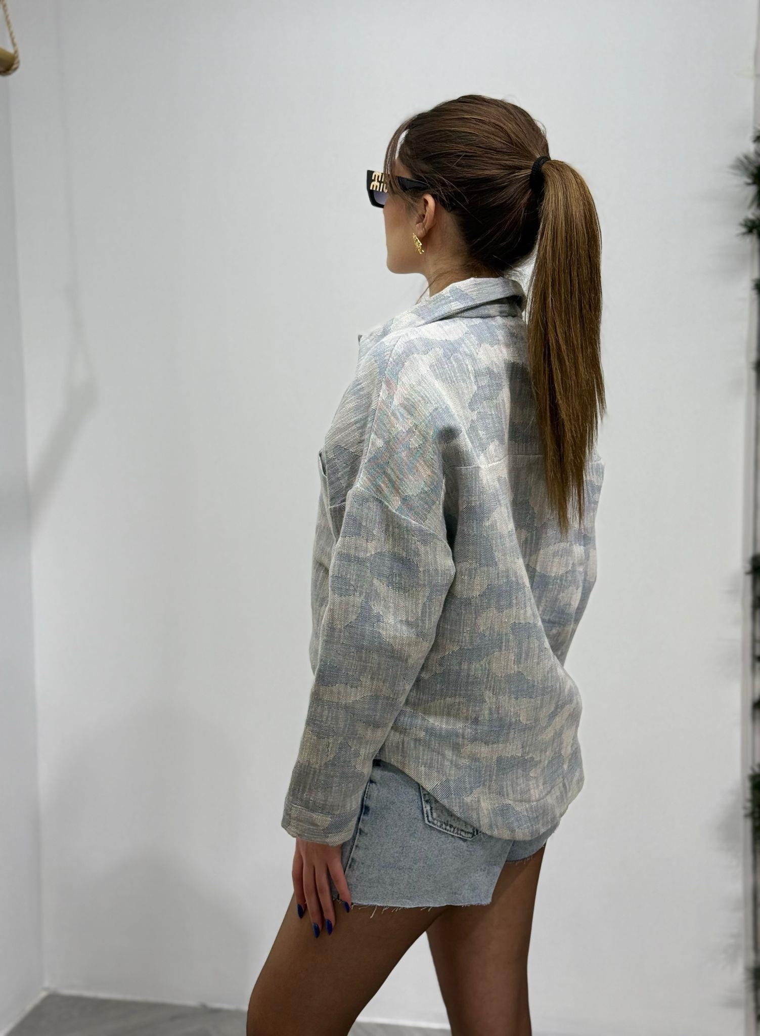 Kendinden Desenli Jean  Tasarım Gömlek